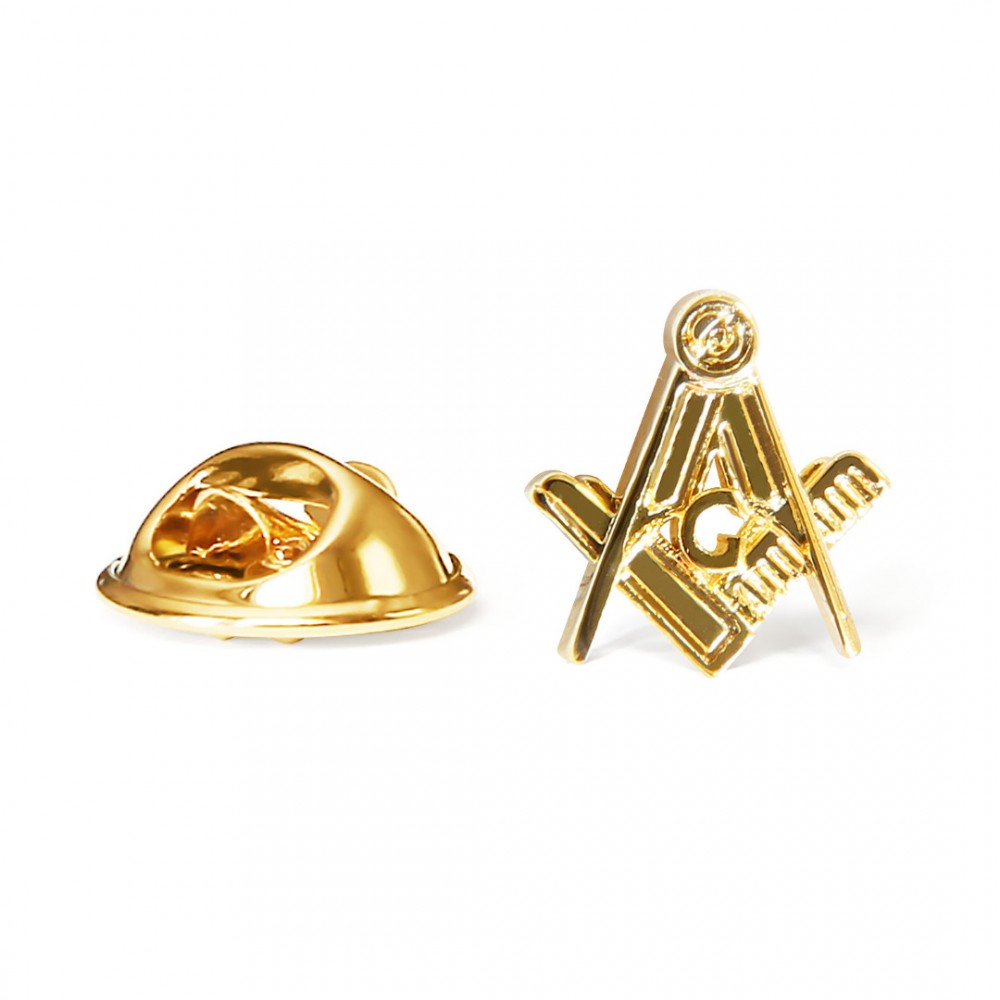 Gilt Metal Square & Compass Masonic Lapel or Tie Pin