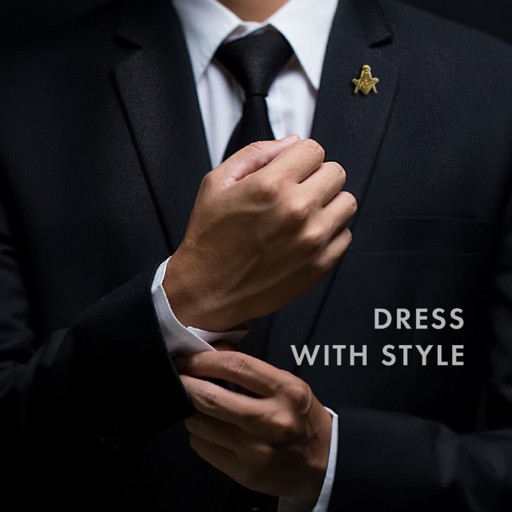 Gilt Metal Square & Compass Masonic Lapel or Tie Pin