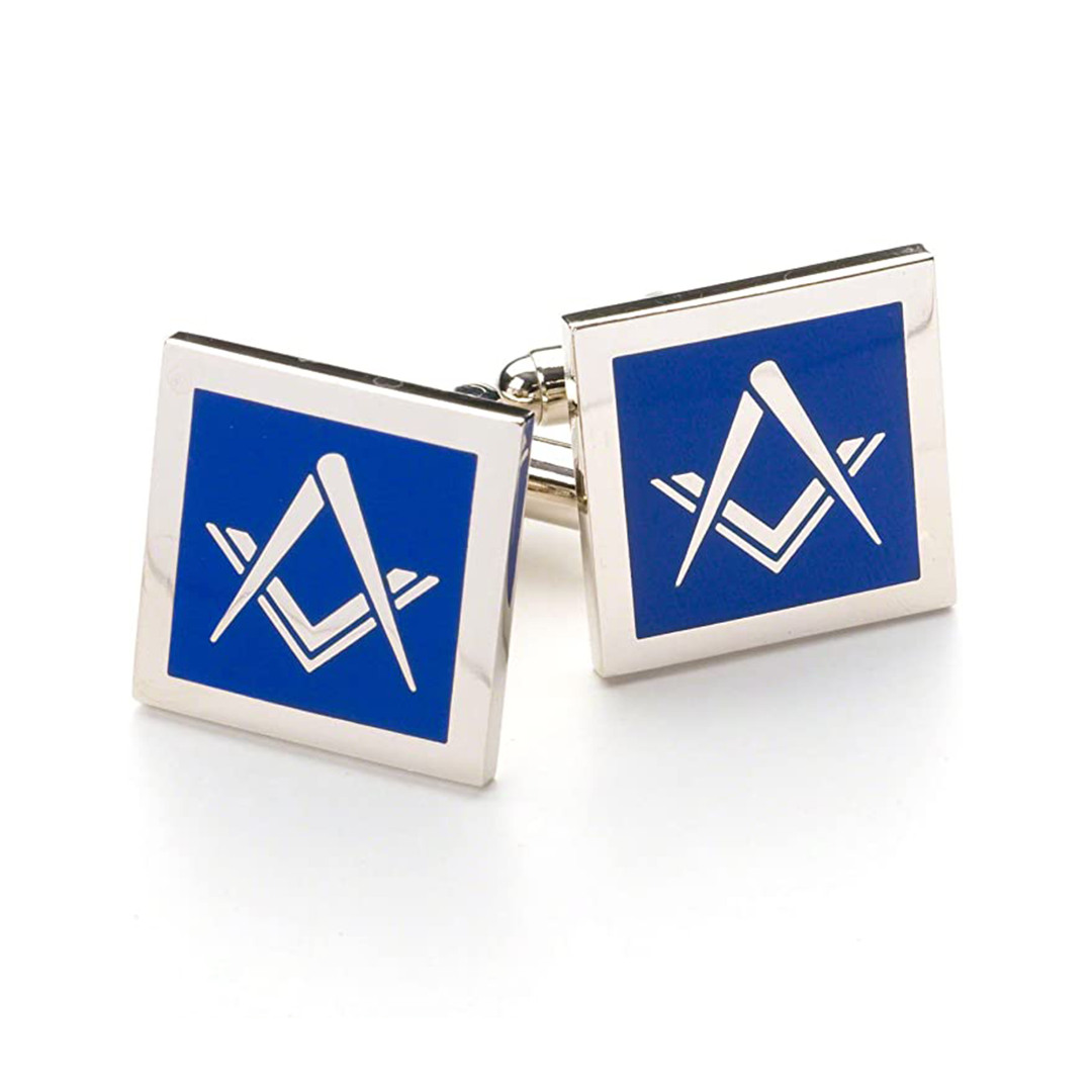 Blue Modern Masonic Cufflinks Set