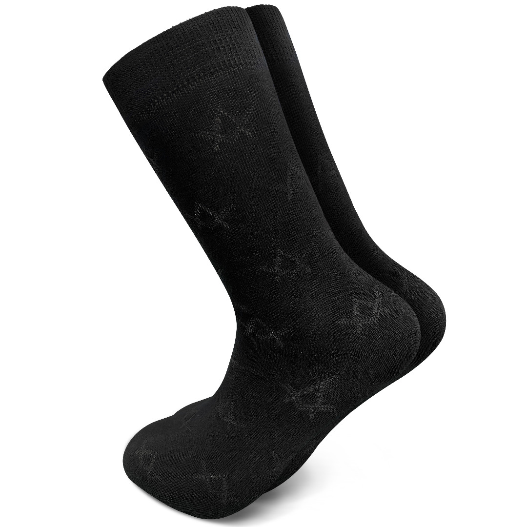 Black Masonic Socks with Sq & Compass