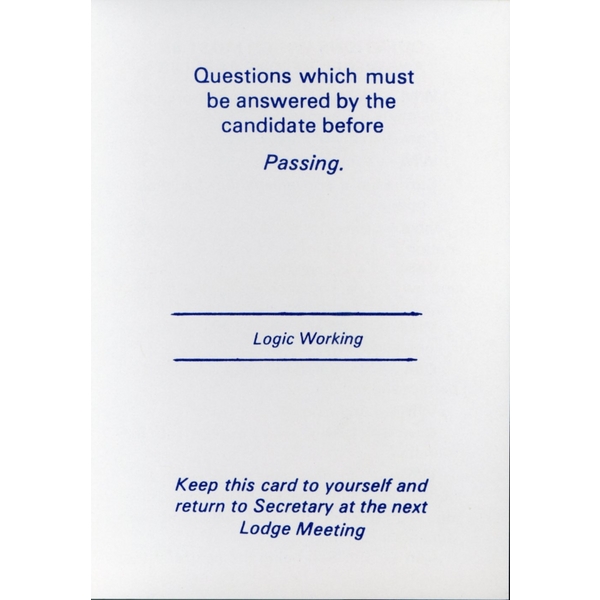 Logic Working Passing Card