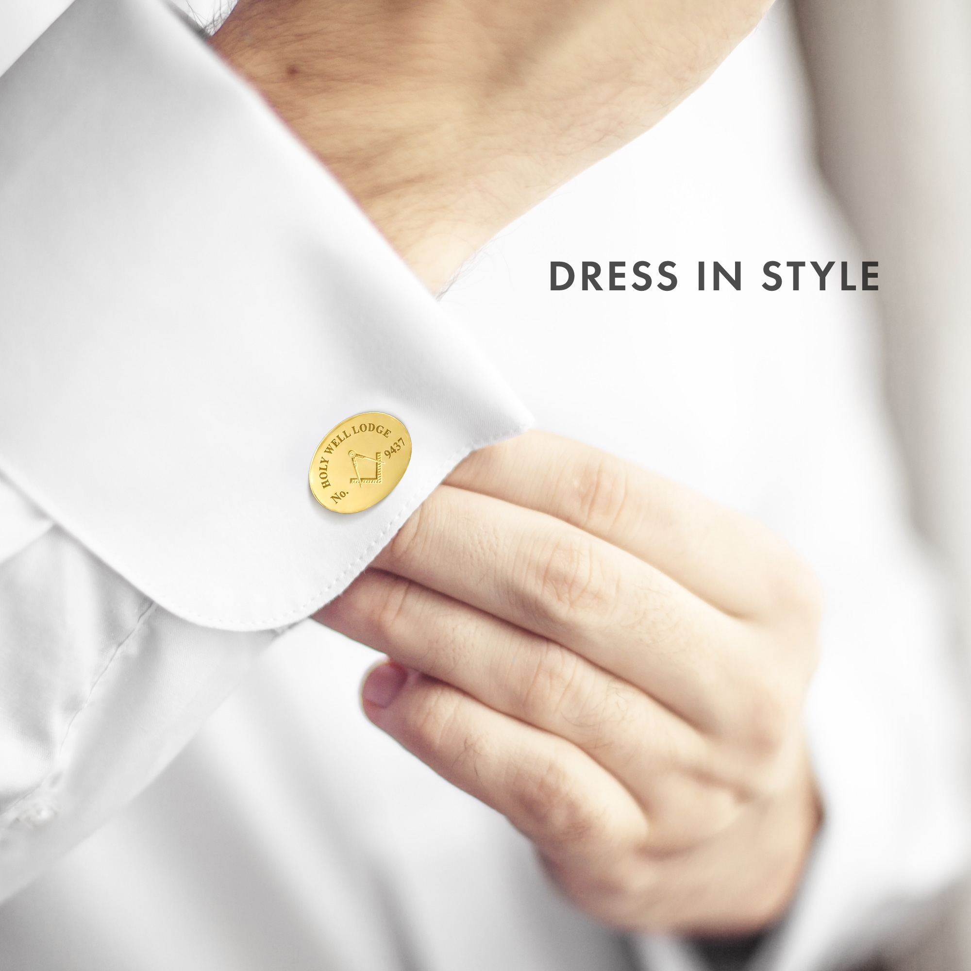 Custom Gold Masonic Lodge Cufflinks — Personalised with Your Lodge Name & Number