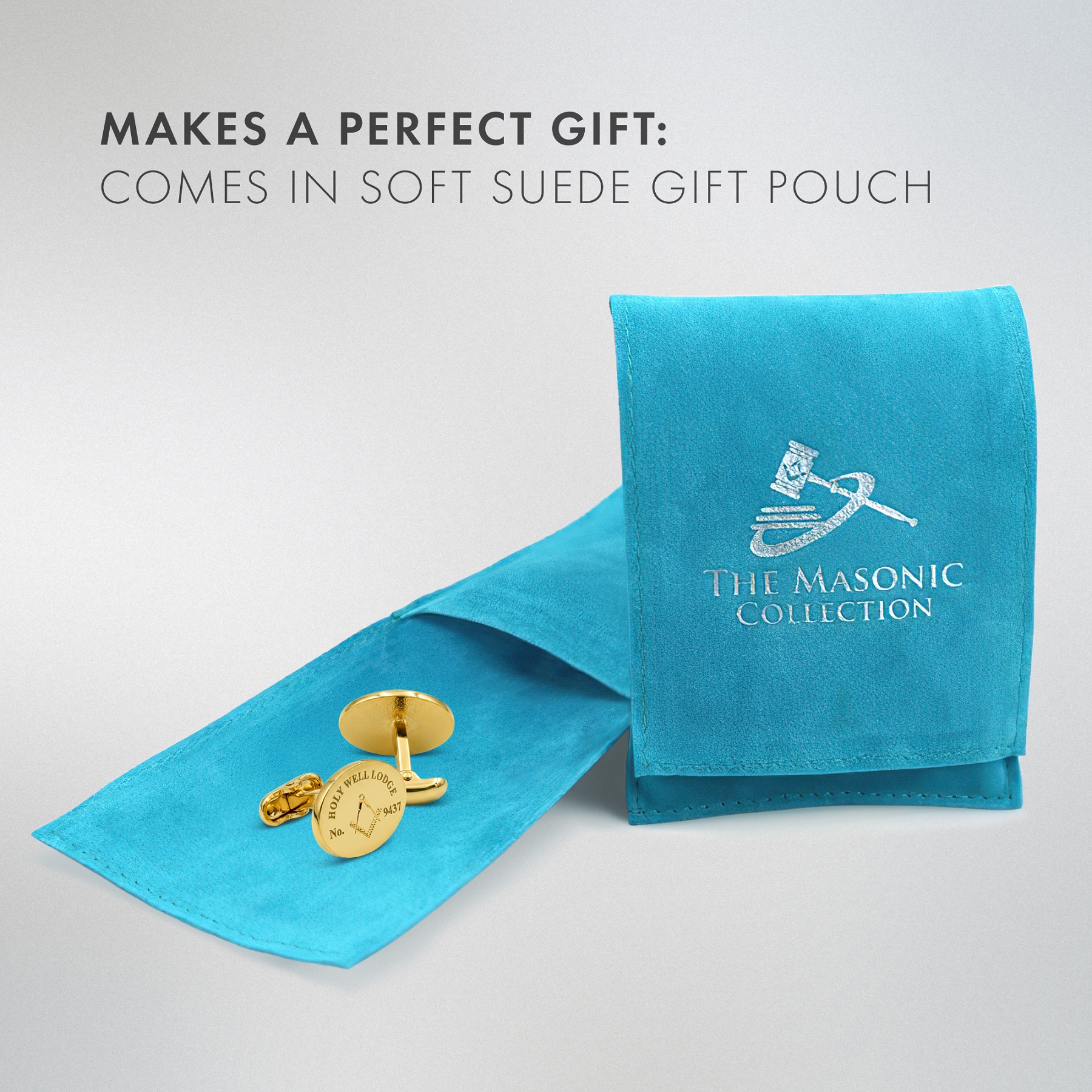 Custom Gold Masonic Lodge Cufflinks — Personalised with Your Lodge Name & Number