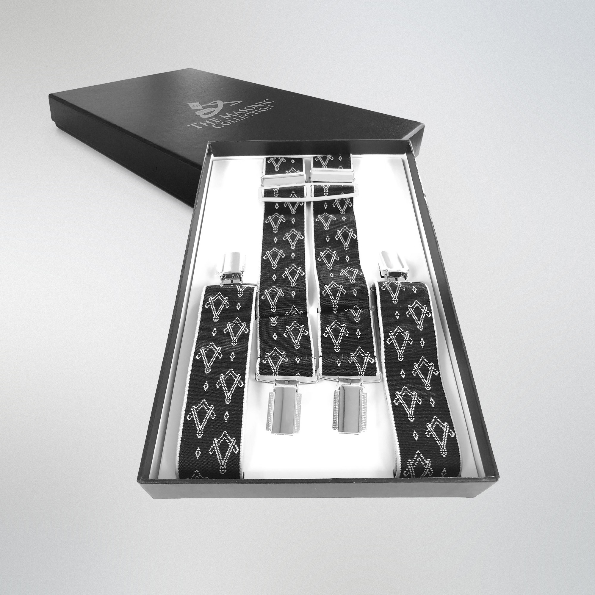 Black & Silver Masonic Braces