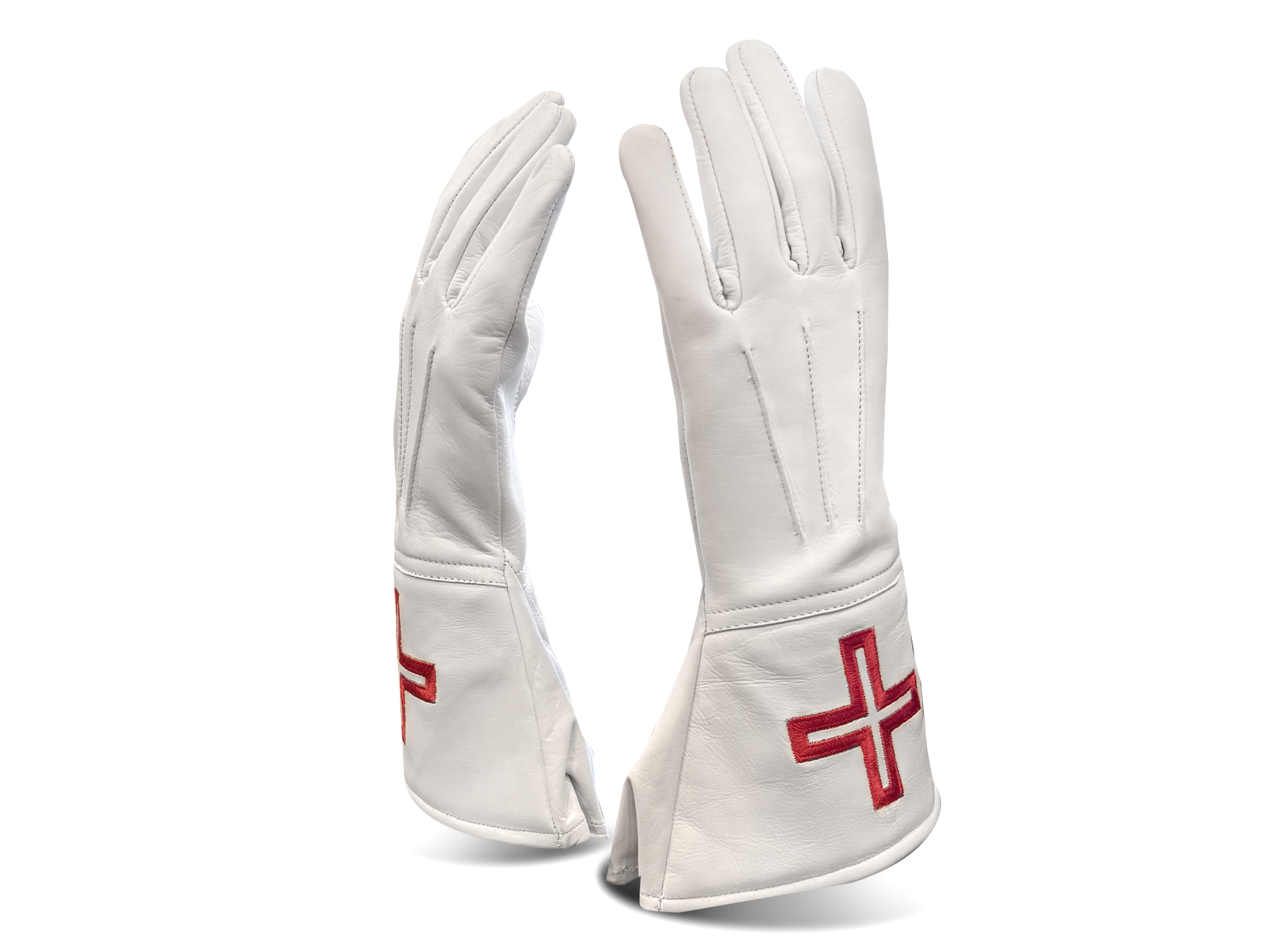 St. Thomas of Acon White Leather Gauntlets