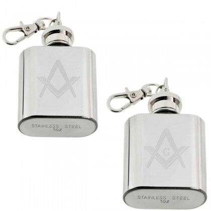 Mini Hip Flask Keyring - Masonic