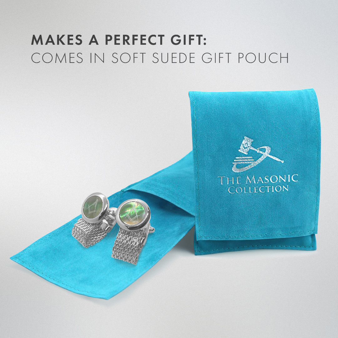 Masonic Onyx Rhodium Plated Cufflinks