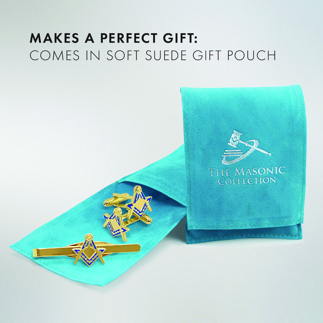 Masonic Square & Compass Cufflinks & Tieslide Set