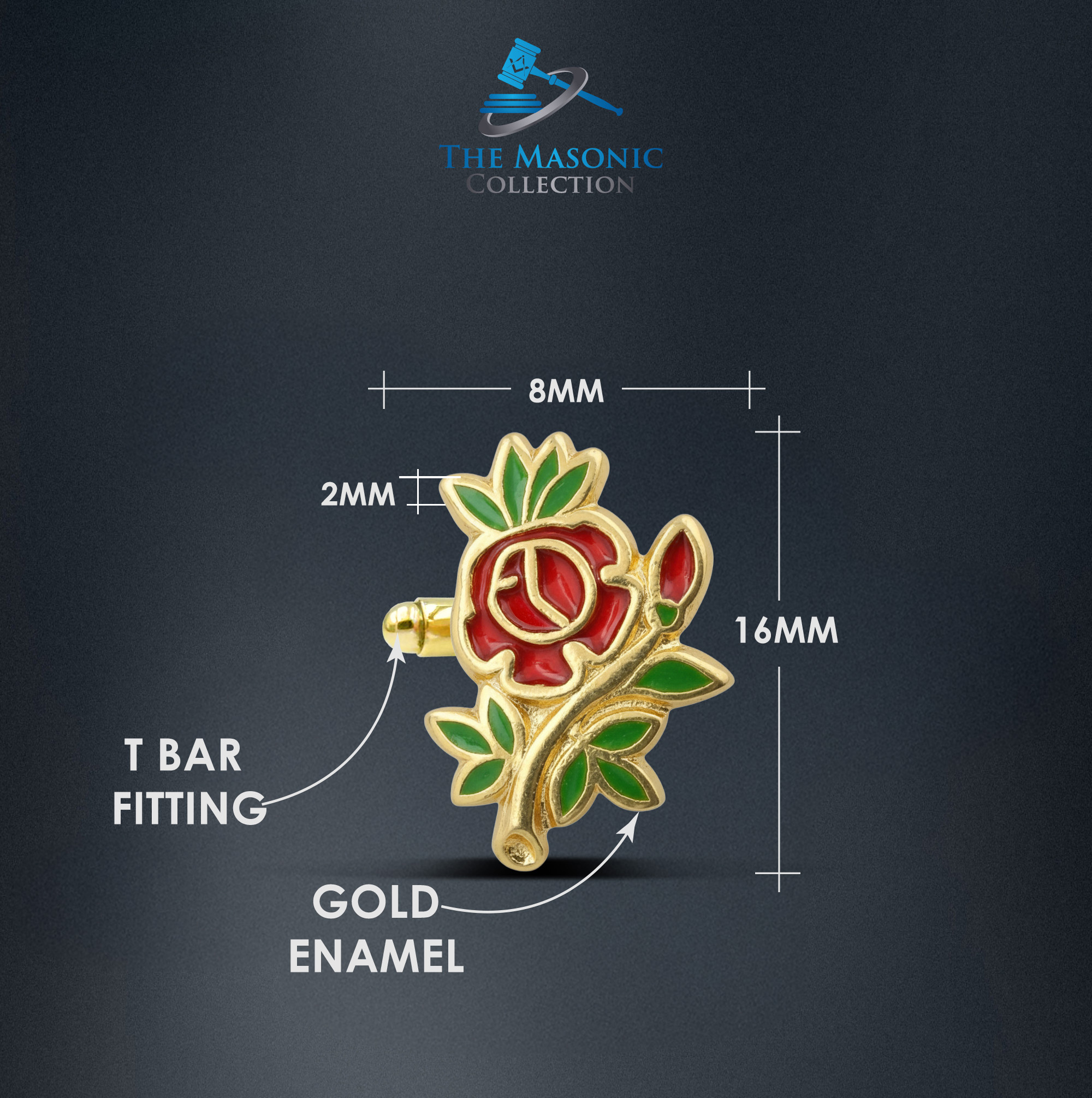 Rose Croix Flower Cufflink Set