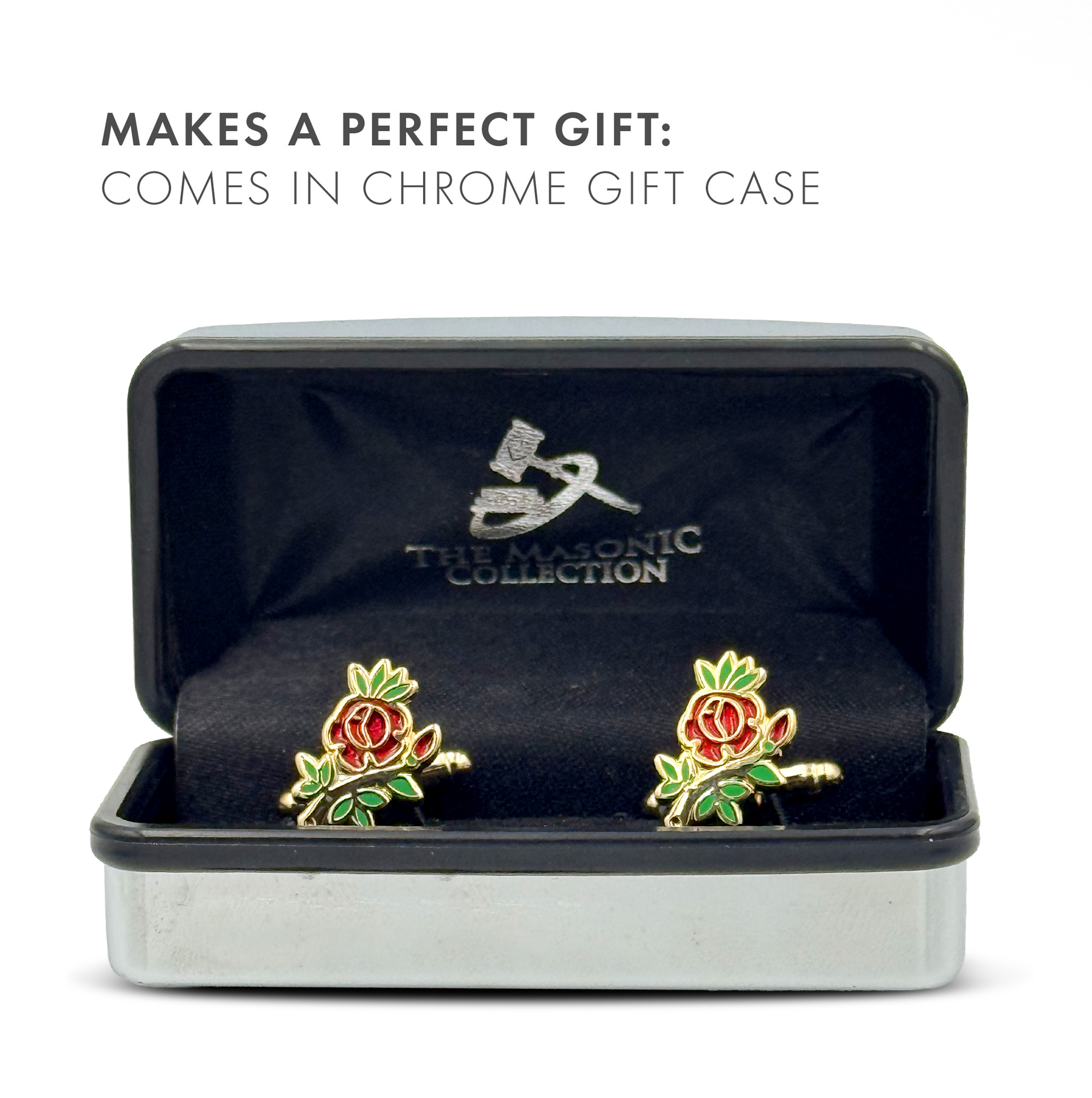 Rose Croix Flower Cufflink Set
