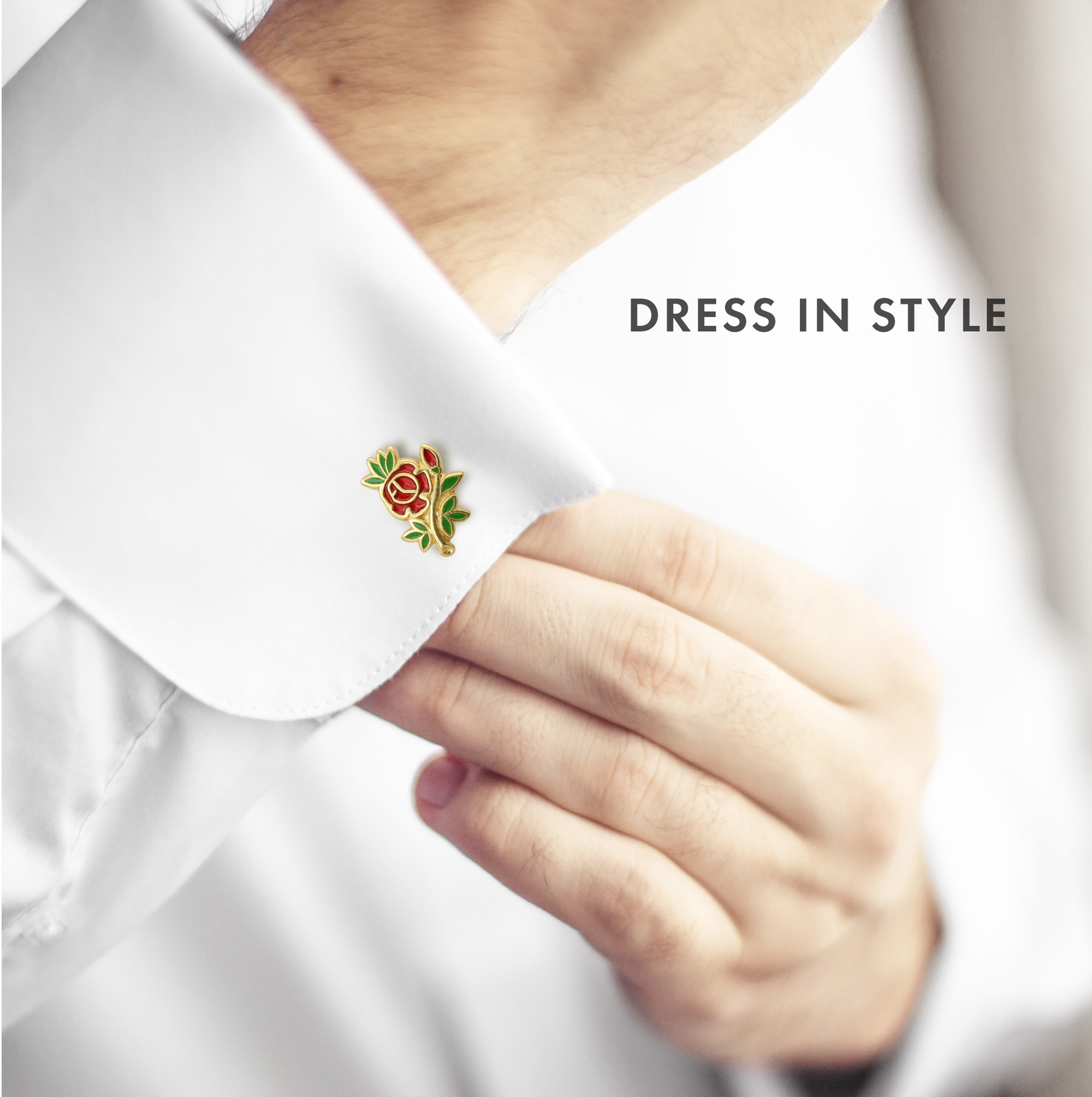 Rose Croix Flower Cufflink Set
