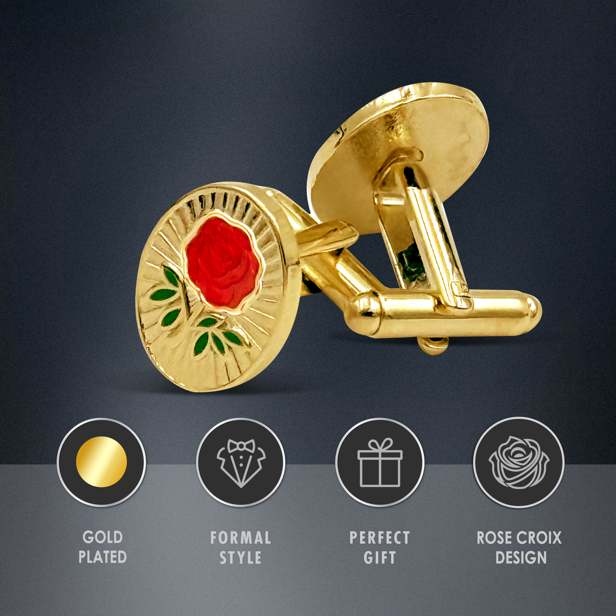 Rose Croix Oval Cufflinks