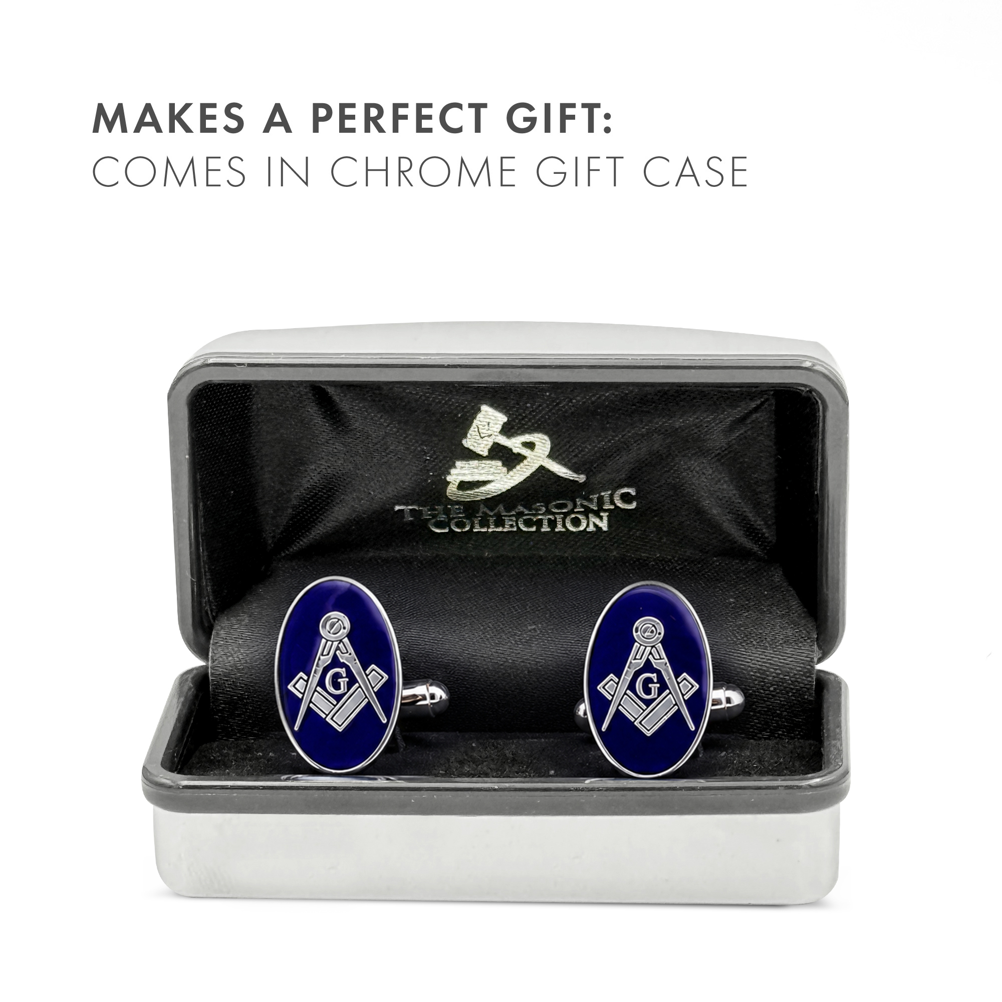 Craft Silver Plated Oval Sq & Compass with G Cufflinks