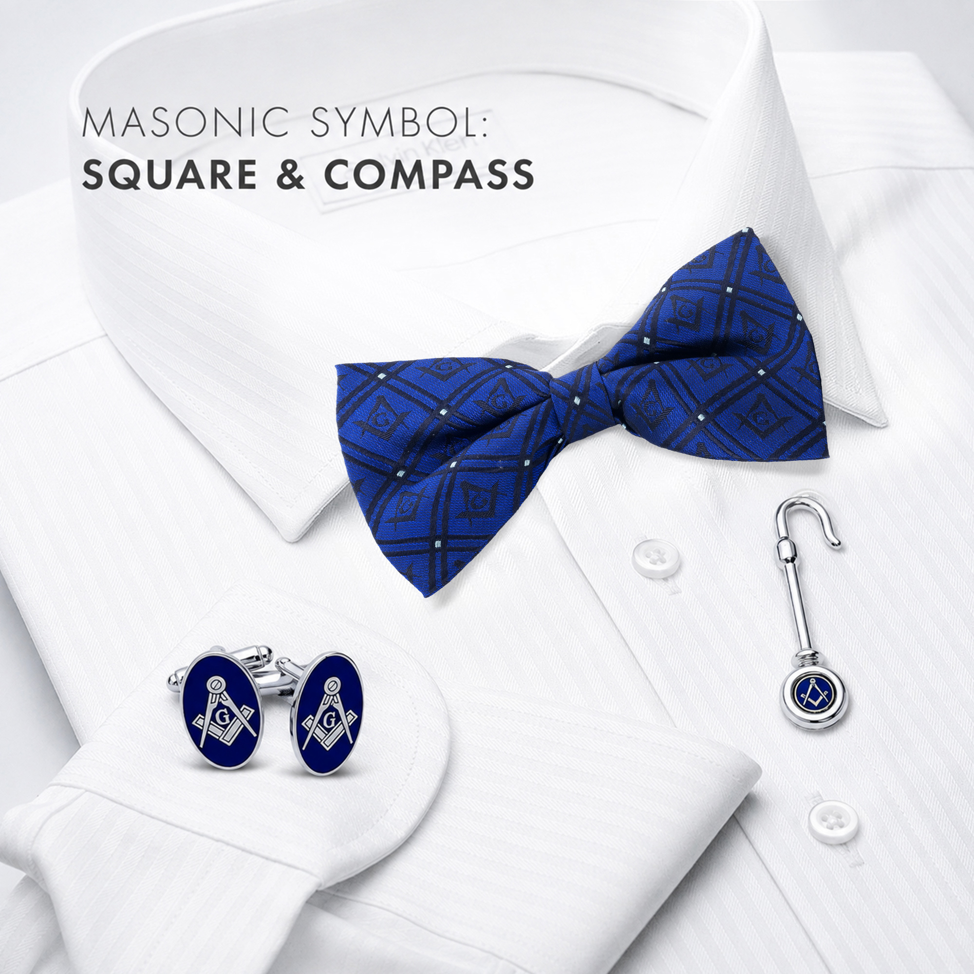 Craft Silver Plated Oval Sq & Compass with G Cufflinks