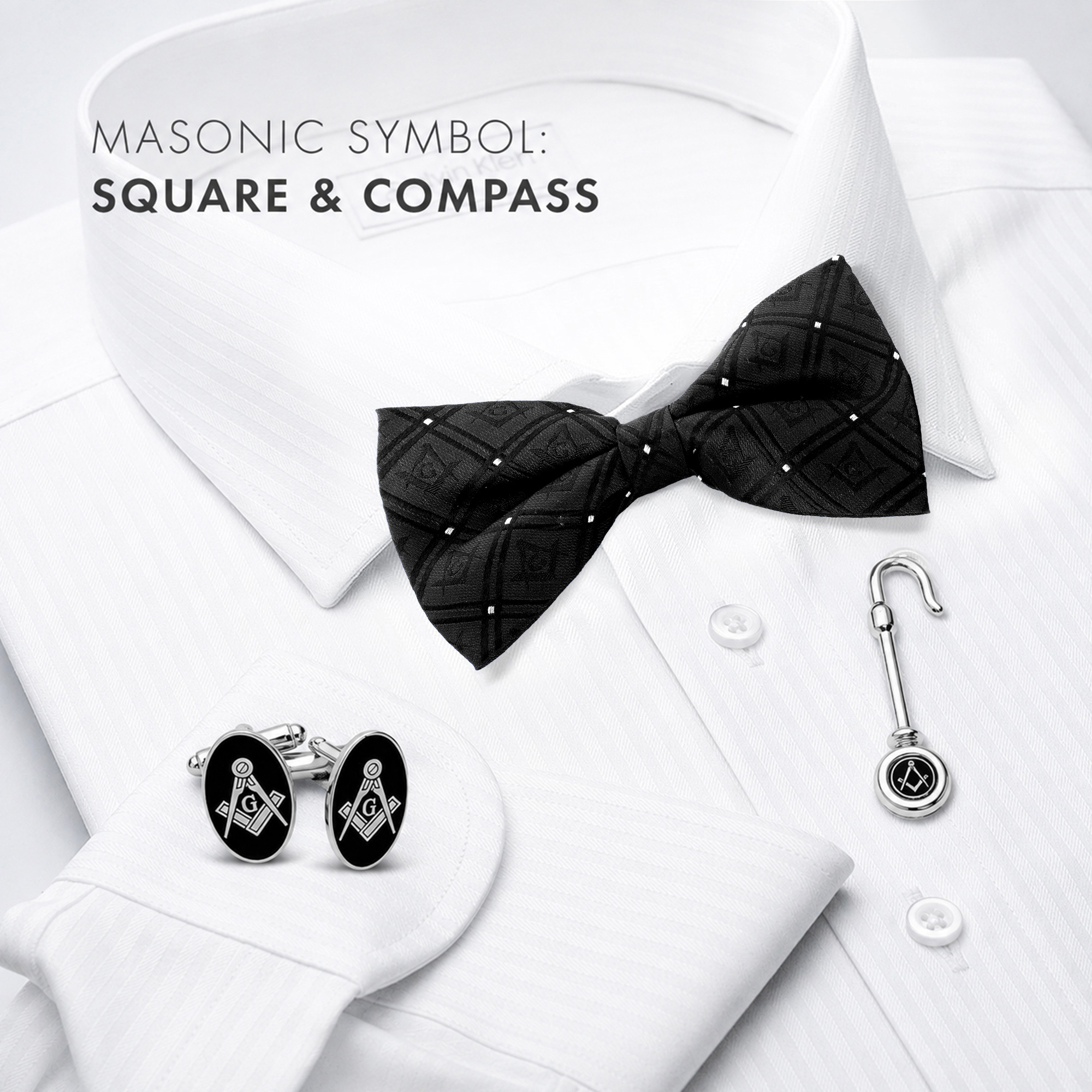 Craft Silver Plated Oval Sq & Compass with G Cufflinks