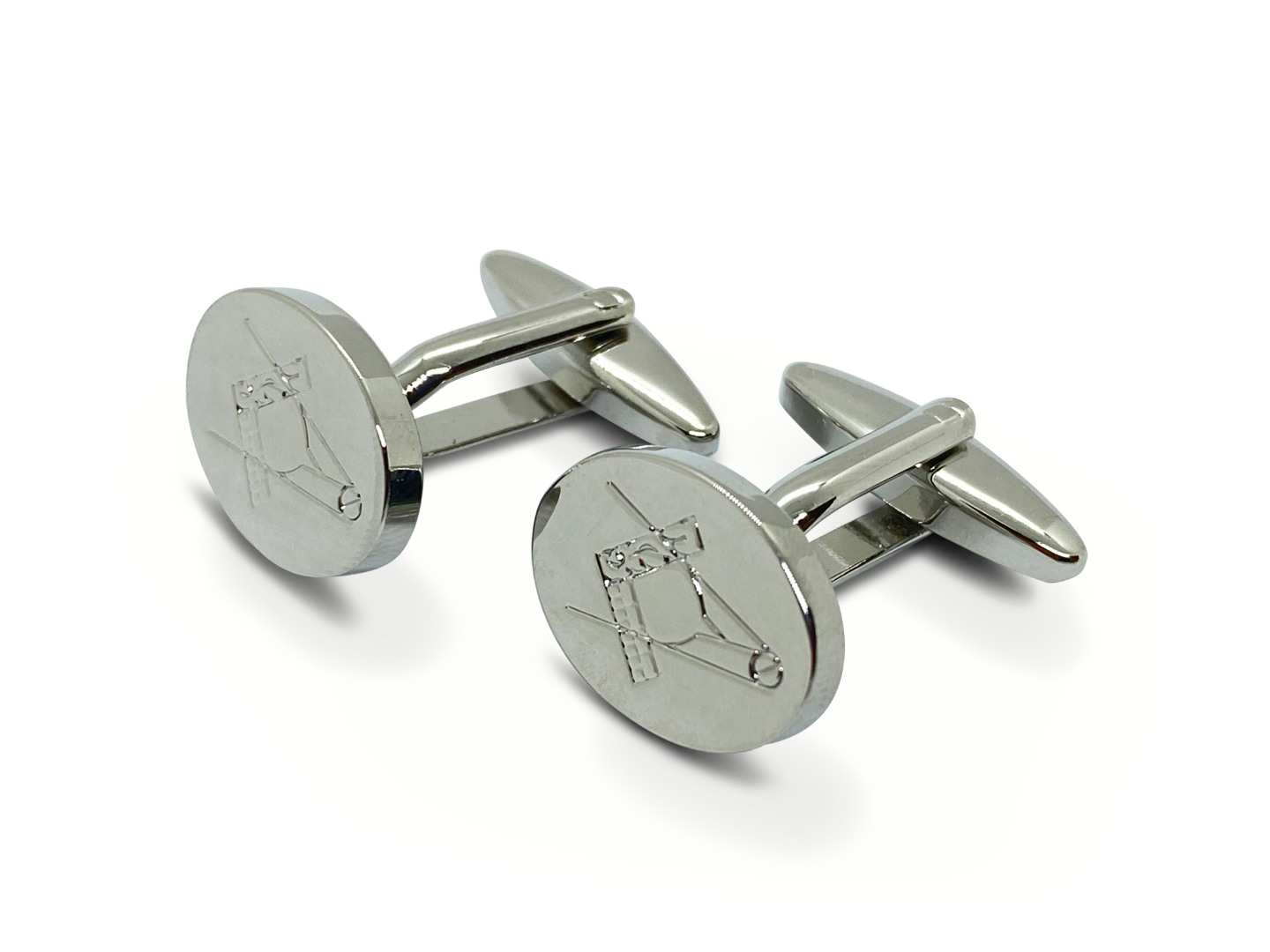 Masonic Rhodium Plated Oval Cufflinks