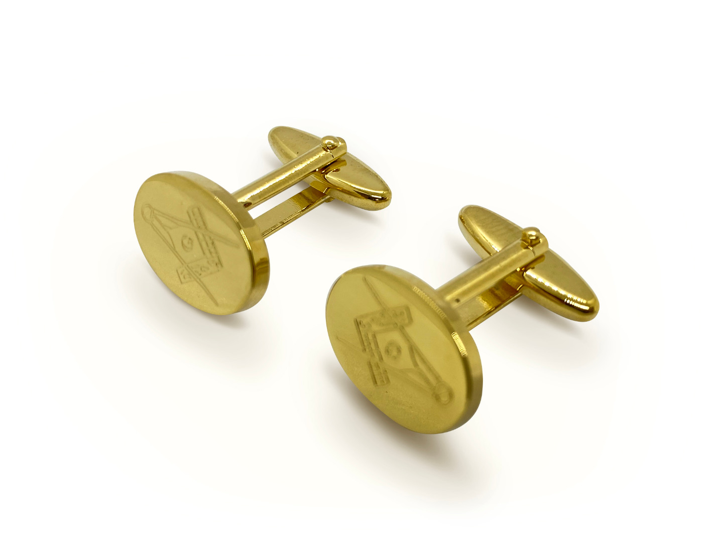 Masonic Gold Plated Oval Cufflinks with G