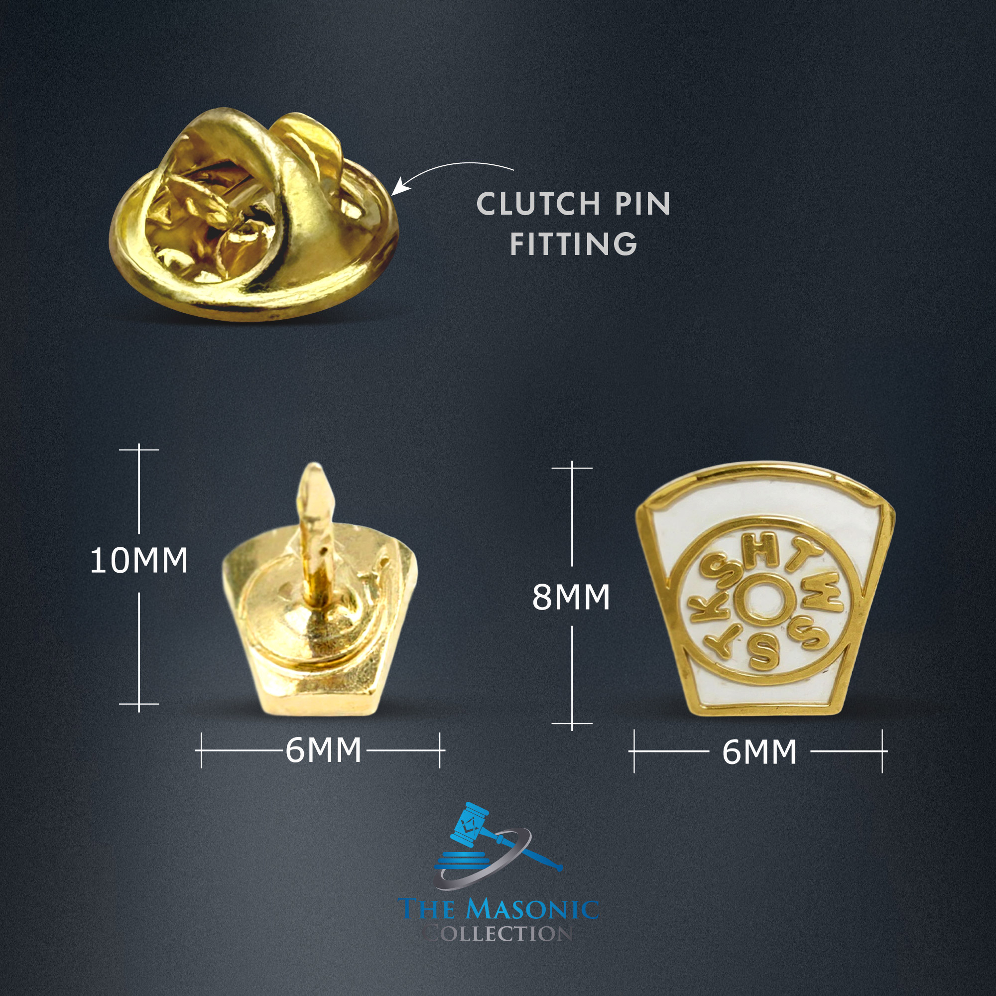 Discreet Gilt Metal HTWSSTKS Mark Keystone Masonic Pin