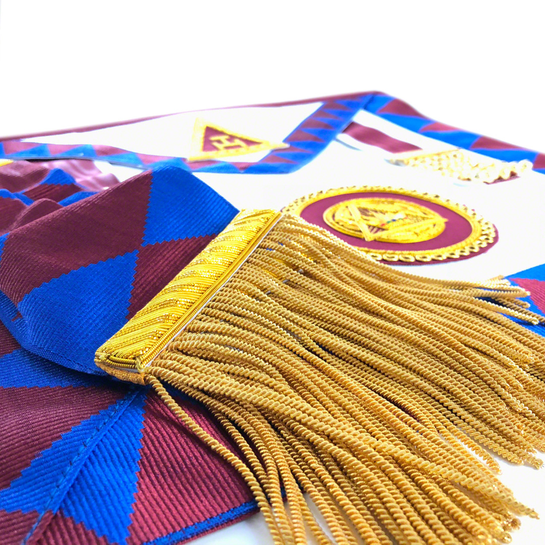 Scottish Royal Arch Past Z (PZ) Apron Badge on Apron With Sash