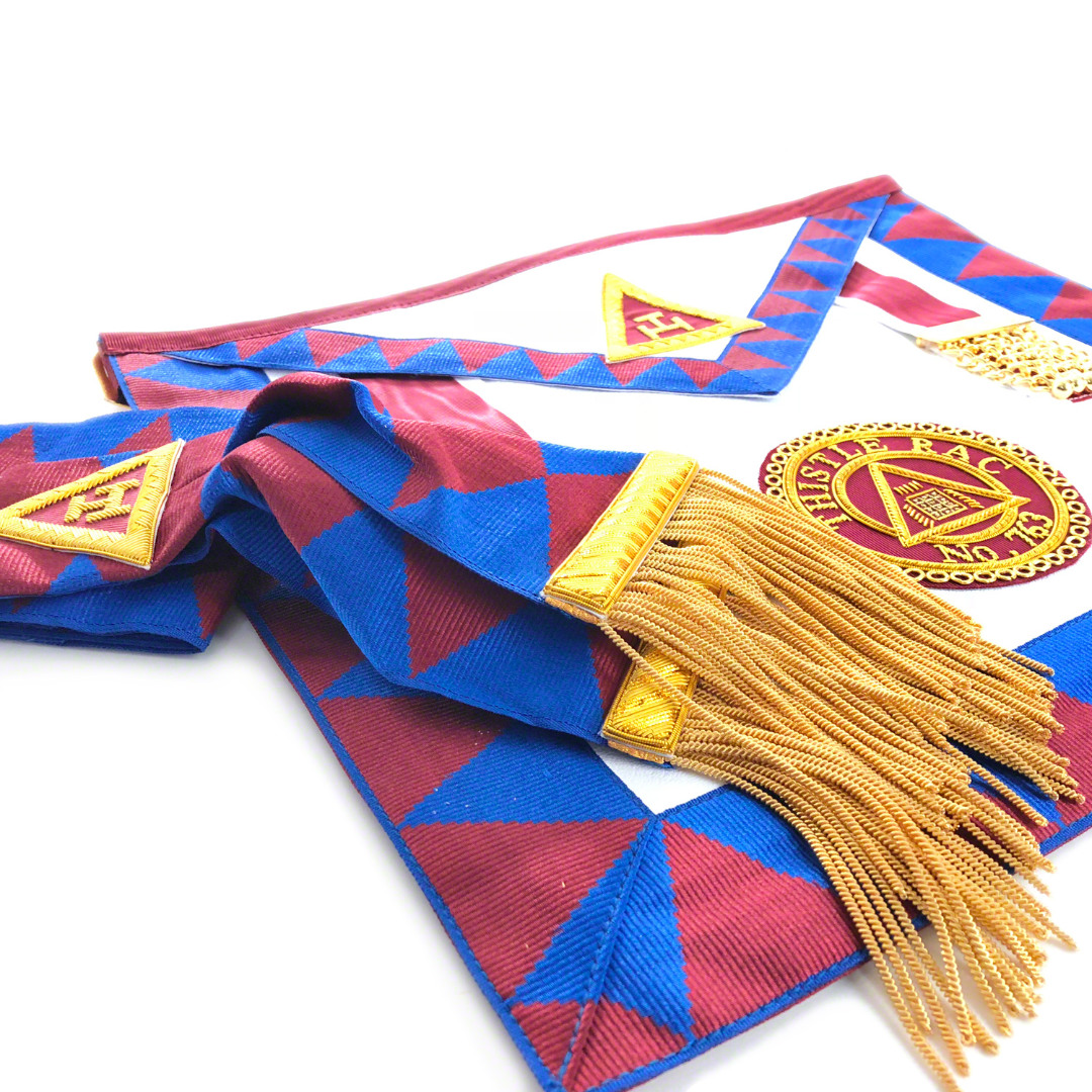Scottish Royal Arch Provincial Apron Badge on Apron With Sash