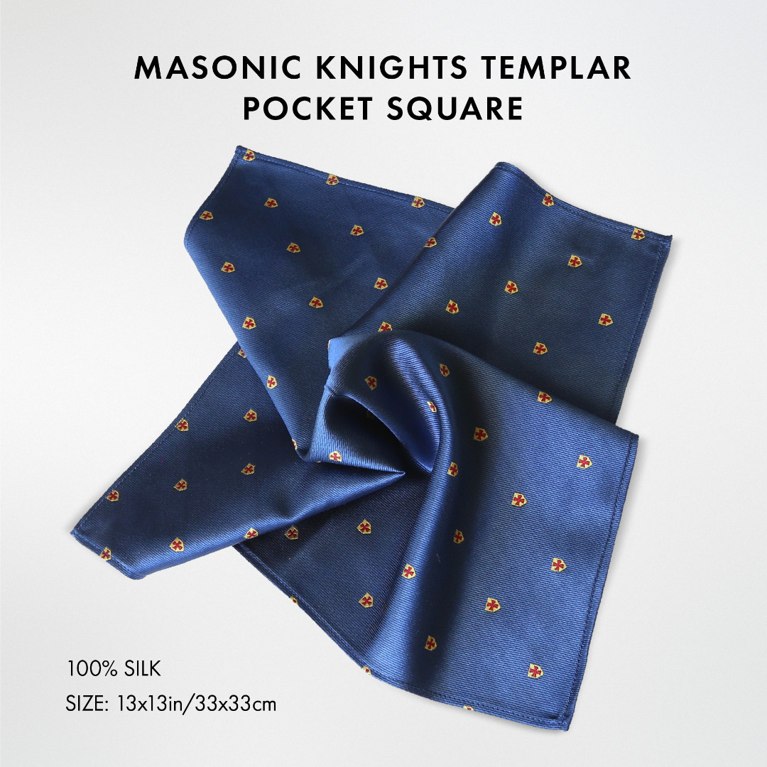 Masonic Knights Templar 100% Silk Pocket Square / Handkerchief