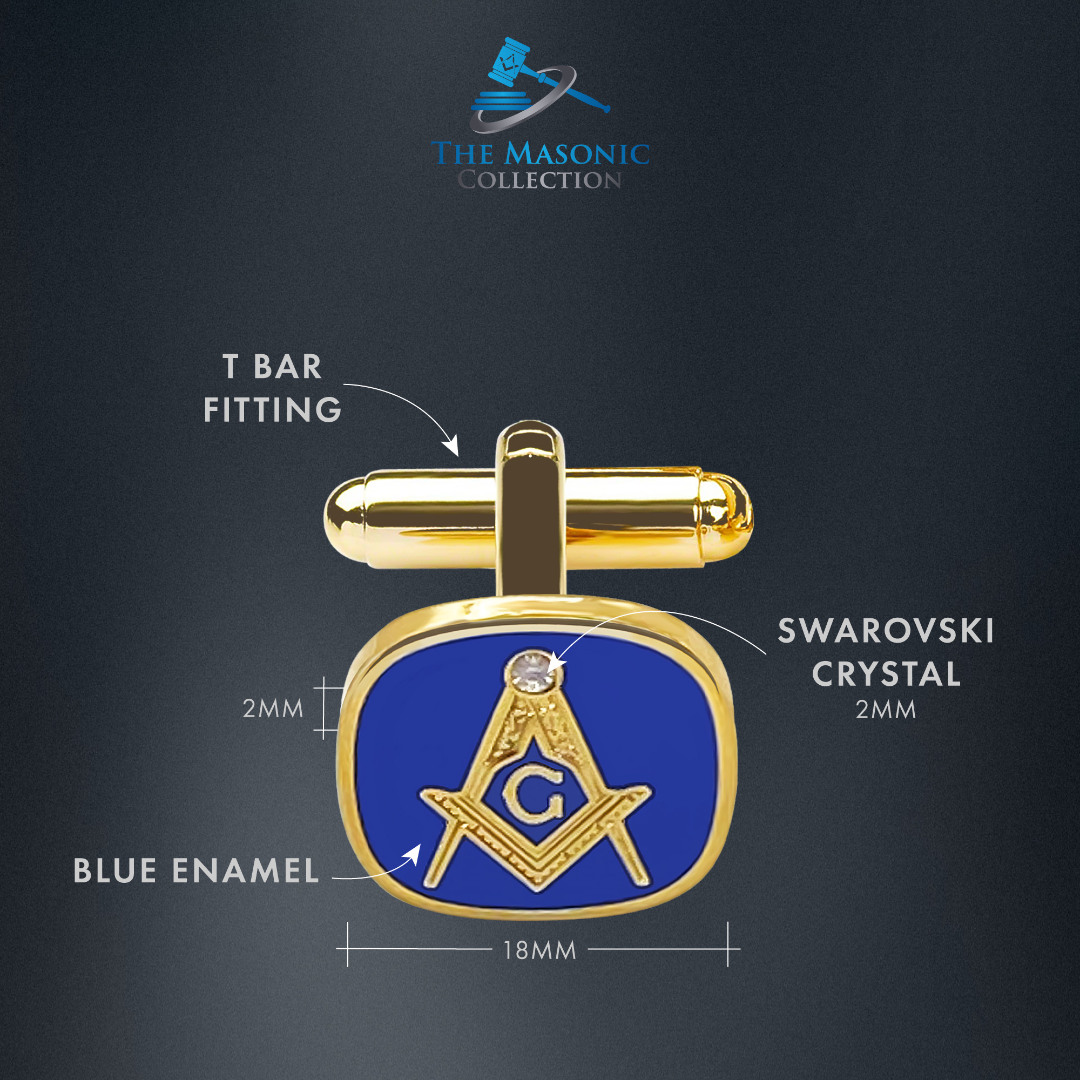 Blue Masonic Cufflinks with G