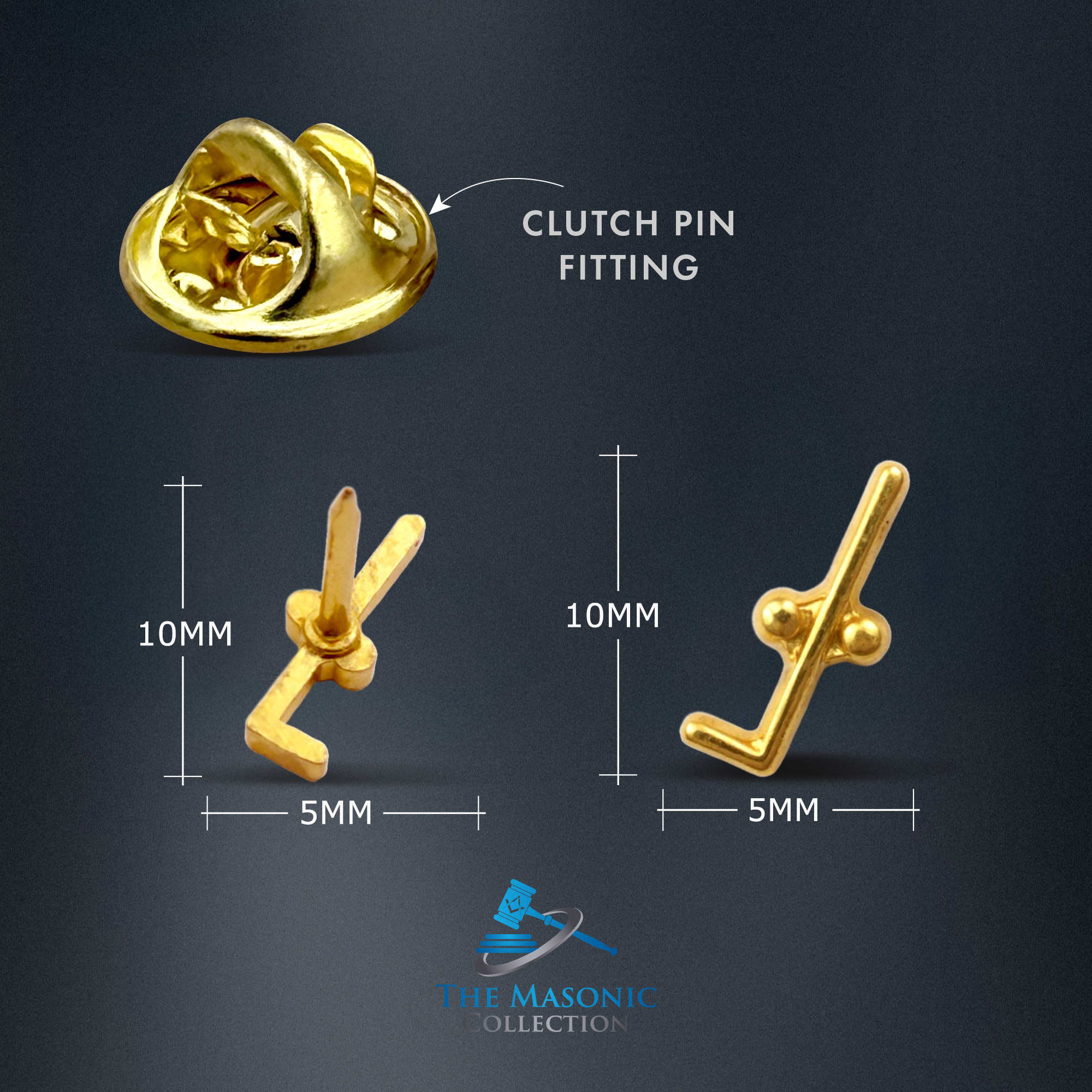 Gilt Metal Tubal Cain Masonic Lapel or Tie Pin