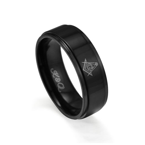 Black ION Plated Masonic Ring Band