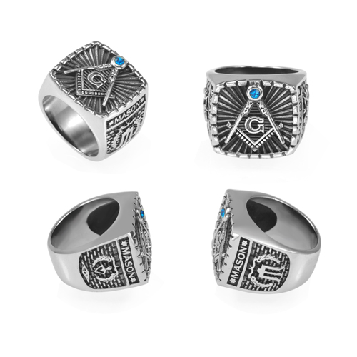 Silver Signet Style Masons Ring