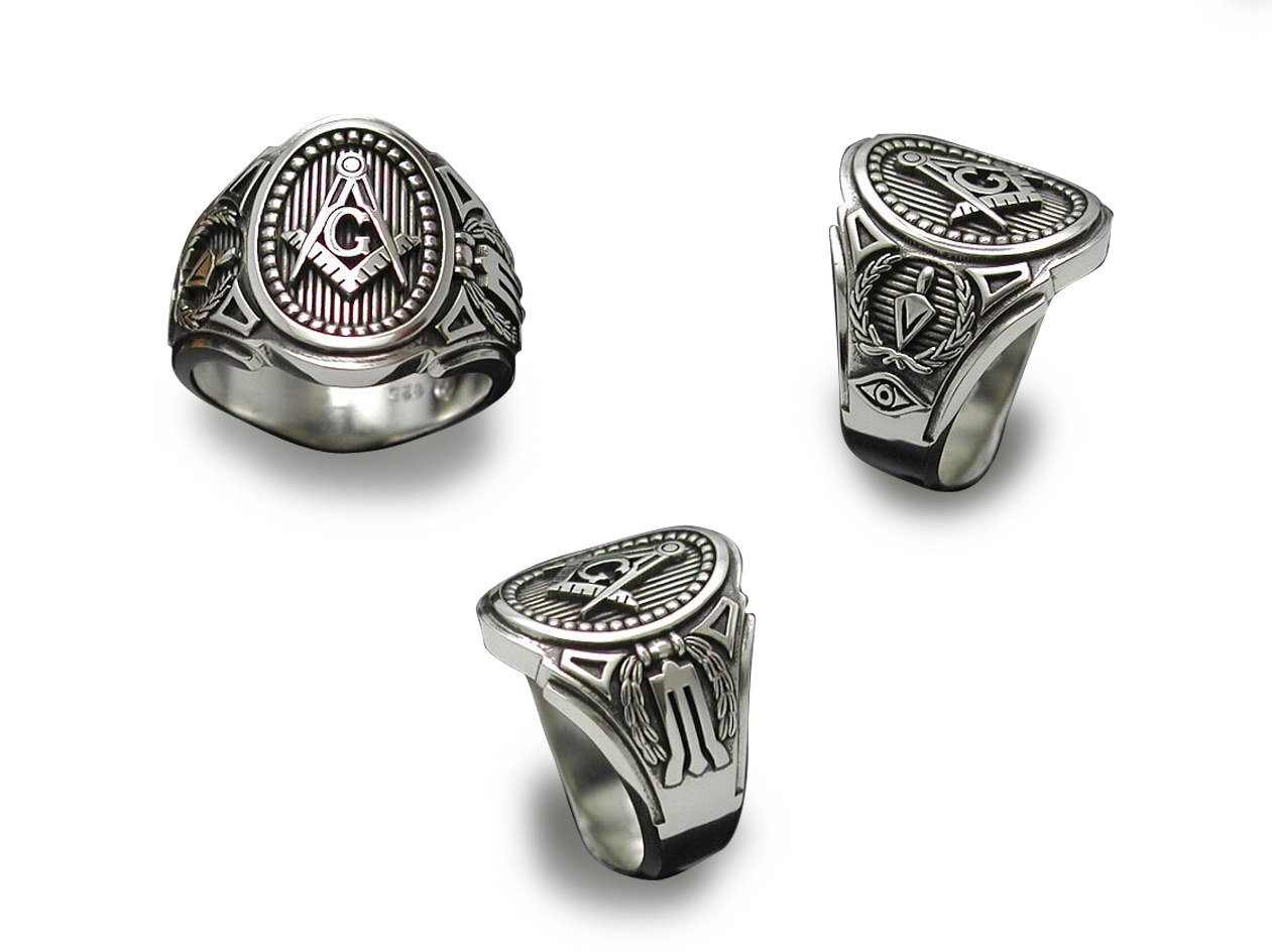 Masonic Silver Freemasons Signet Ring