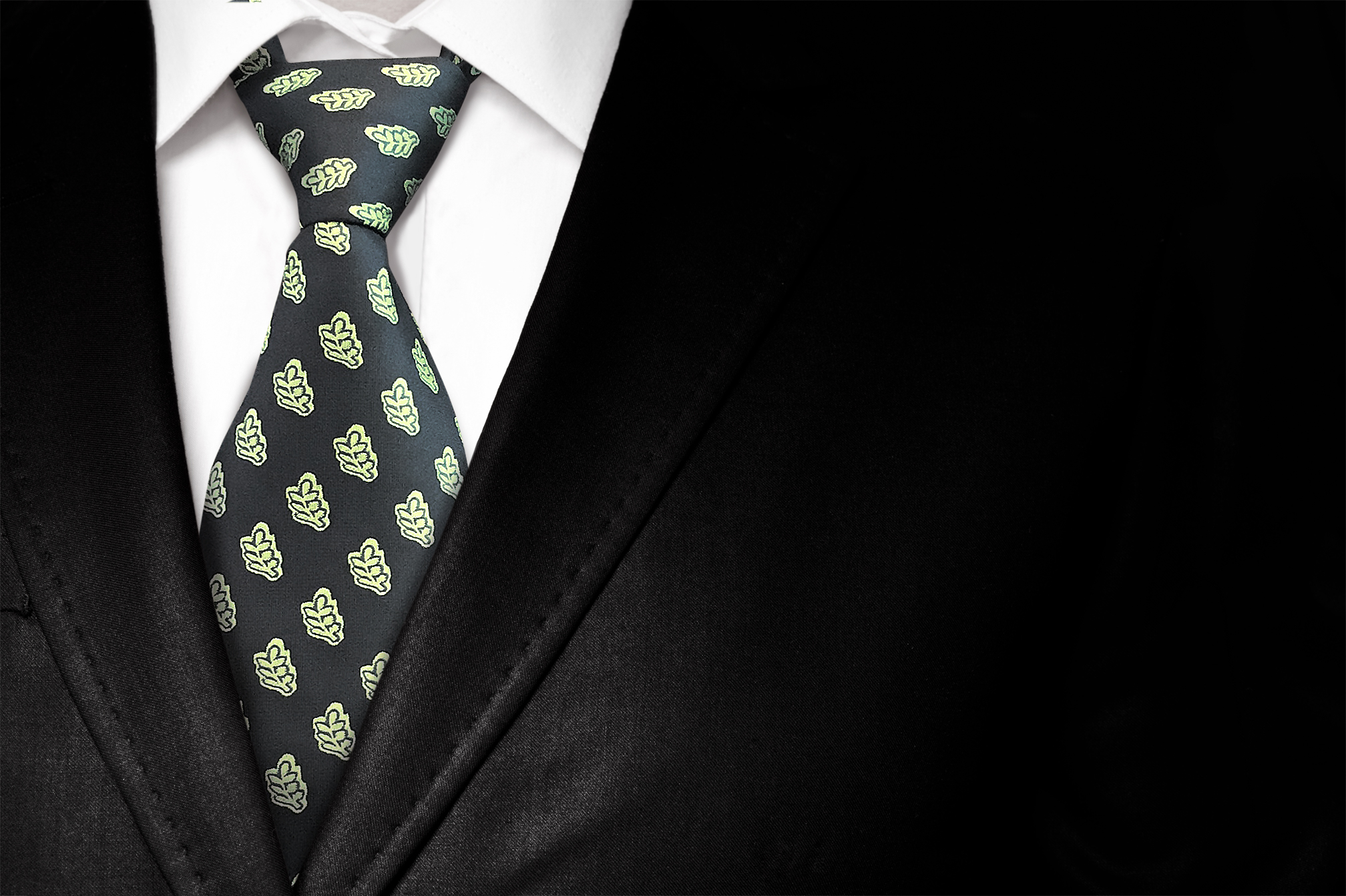 Acacia Leaf Design Masonic  Tie