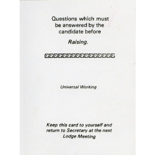 Universal Working Raising Card