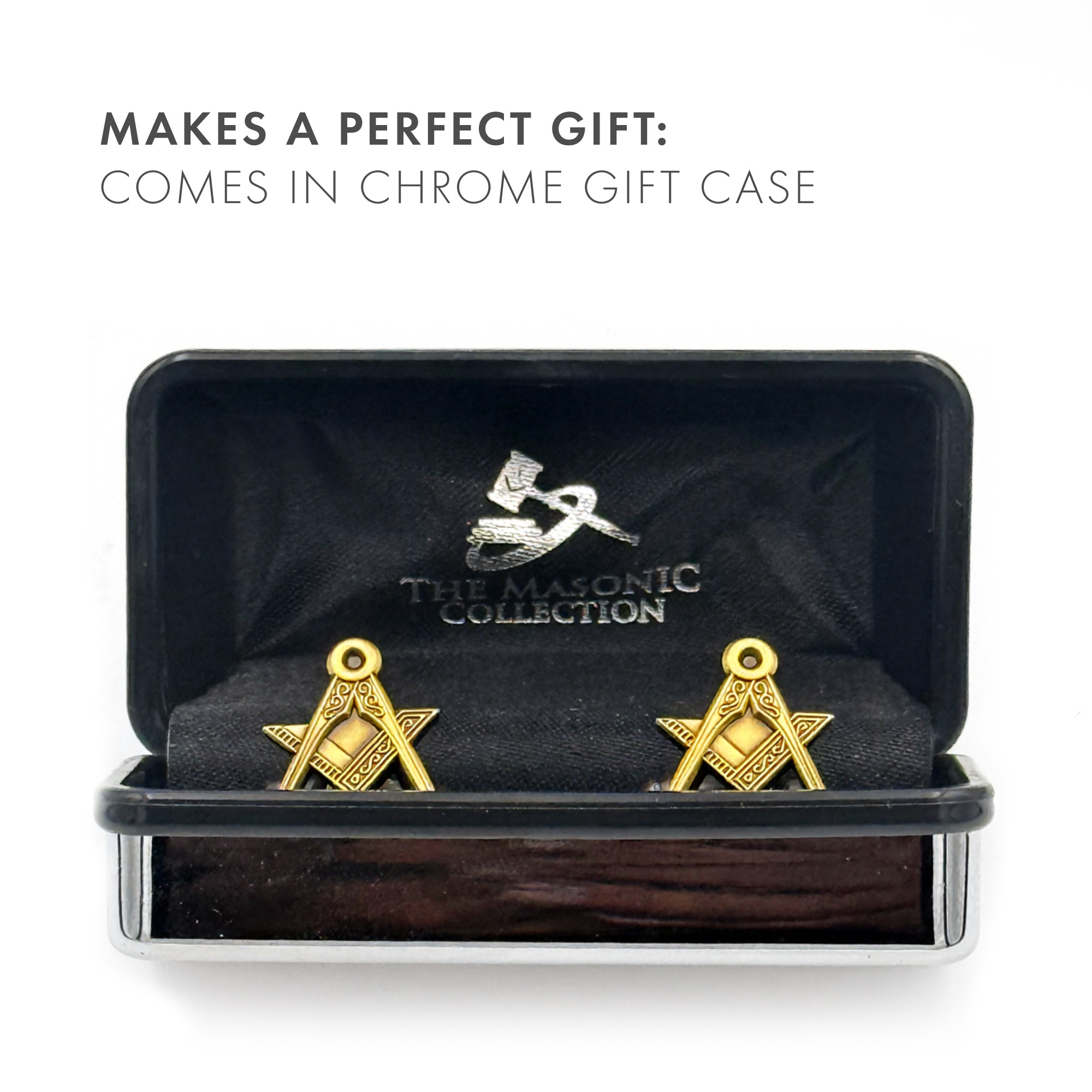 Antique Bronze Effect Masonic Cufflinks with Square & Compass