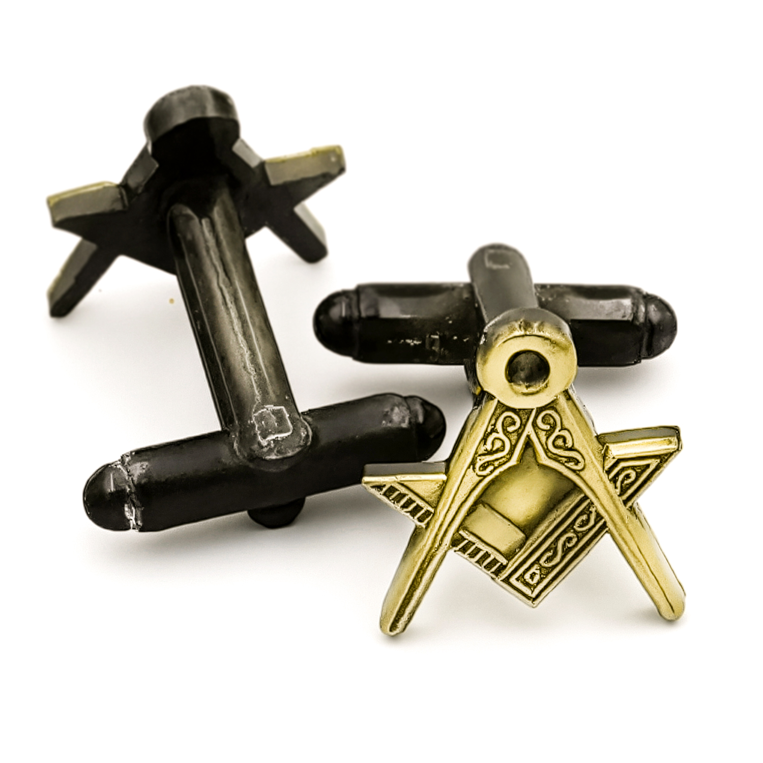Antique Bronze Effect Masonic Cufflinks with Square & Compass
