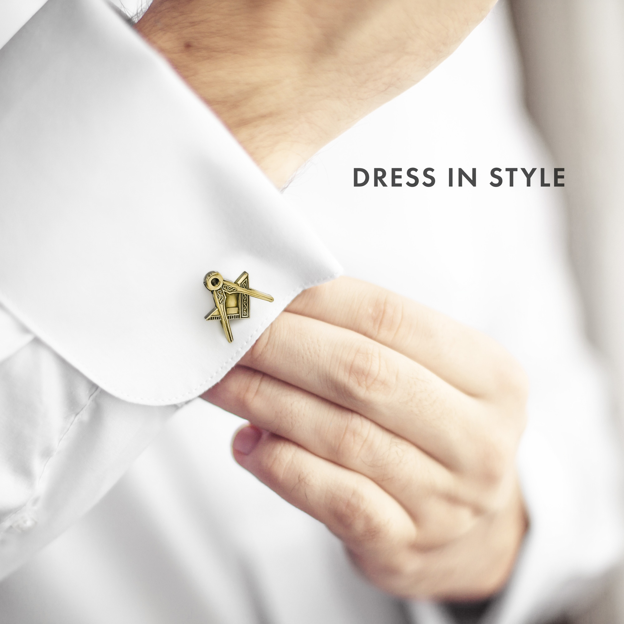 Antique Bronze Effect Masonic Cufflinks with Square & Compass