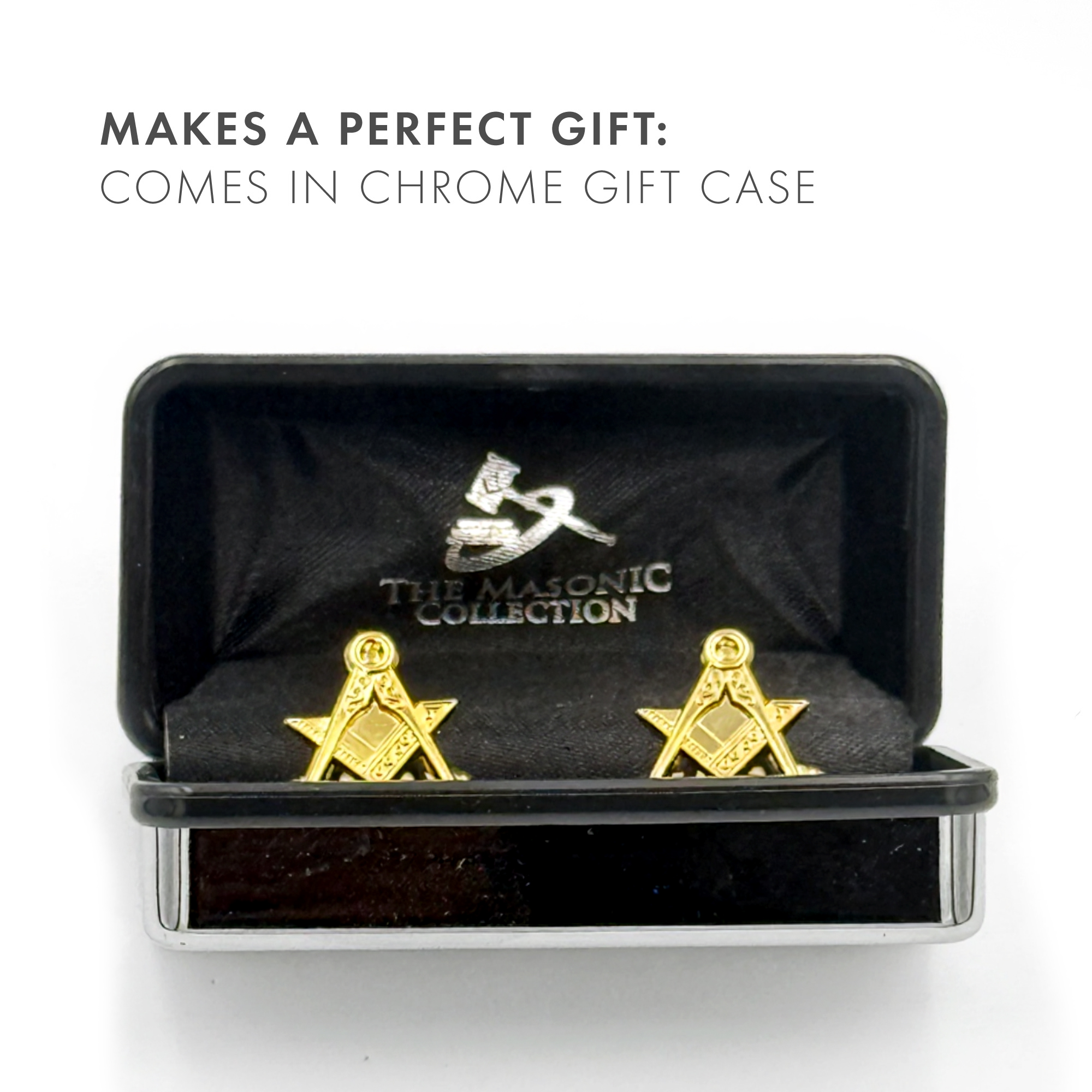 Gilt Gold Masonic Cufflinks with the Square & Compass