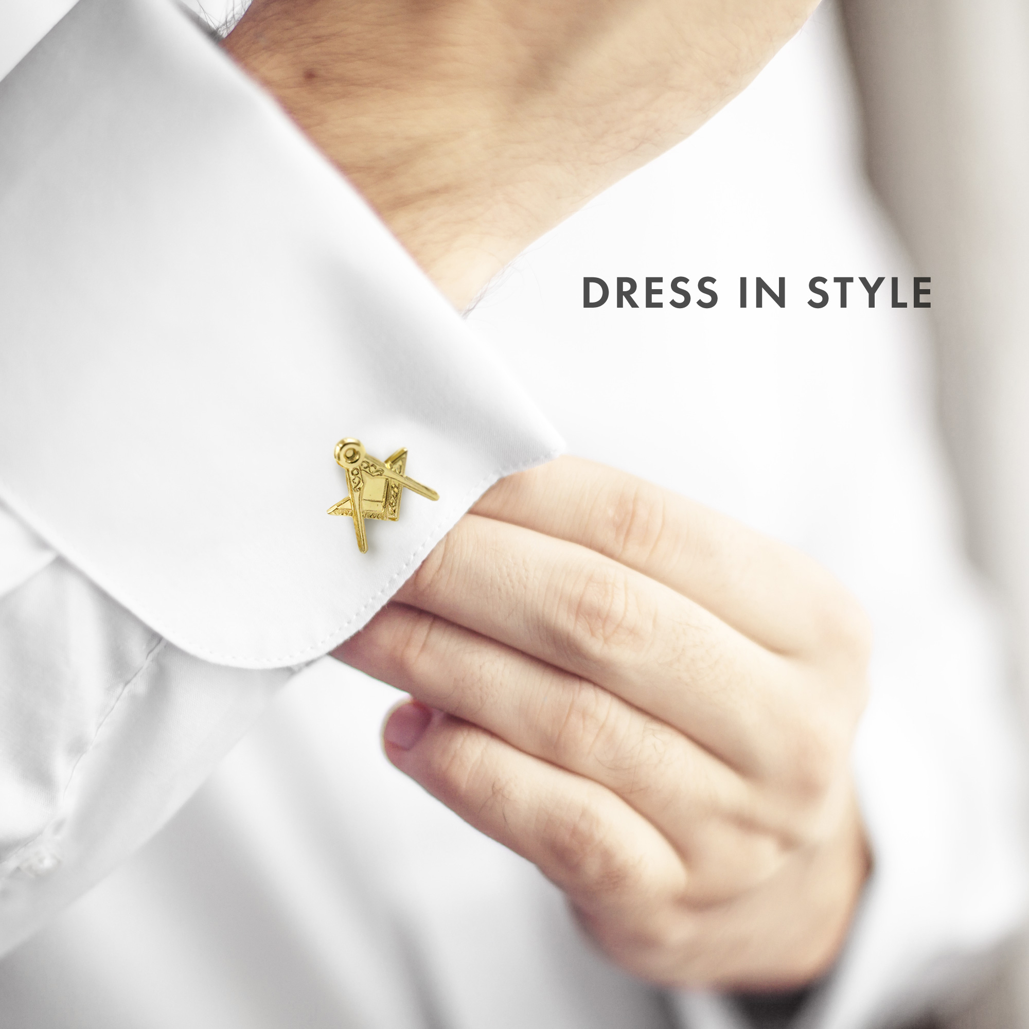 Gilt Gold Masonic Cufflinks with the Square & Compass