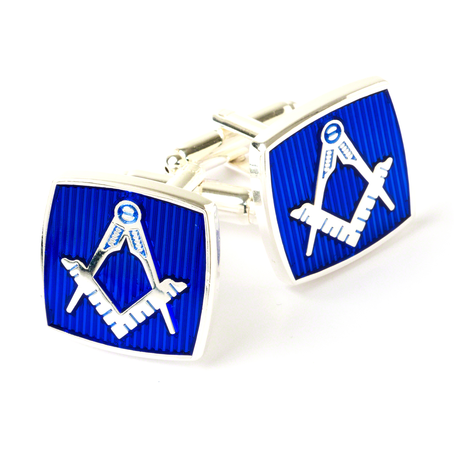 Blue Masonic 925 Silver Plated Cufflinks