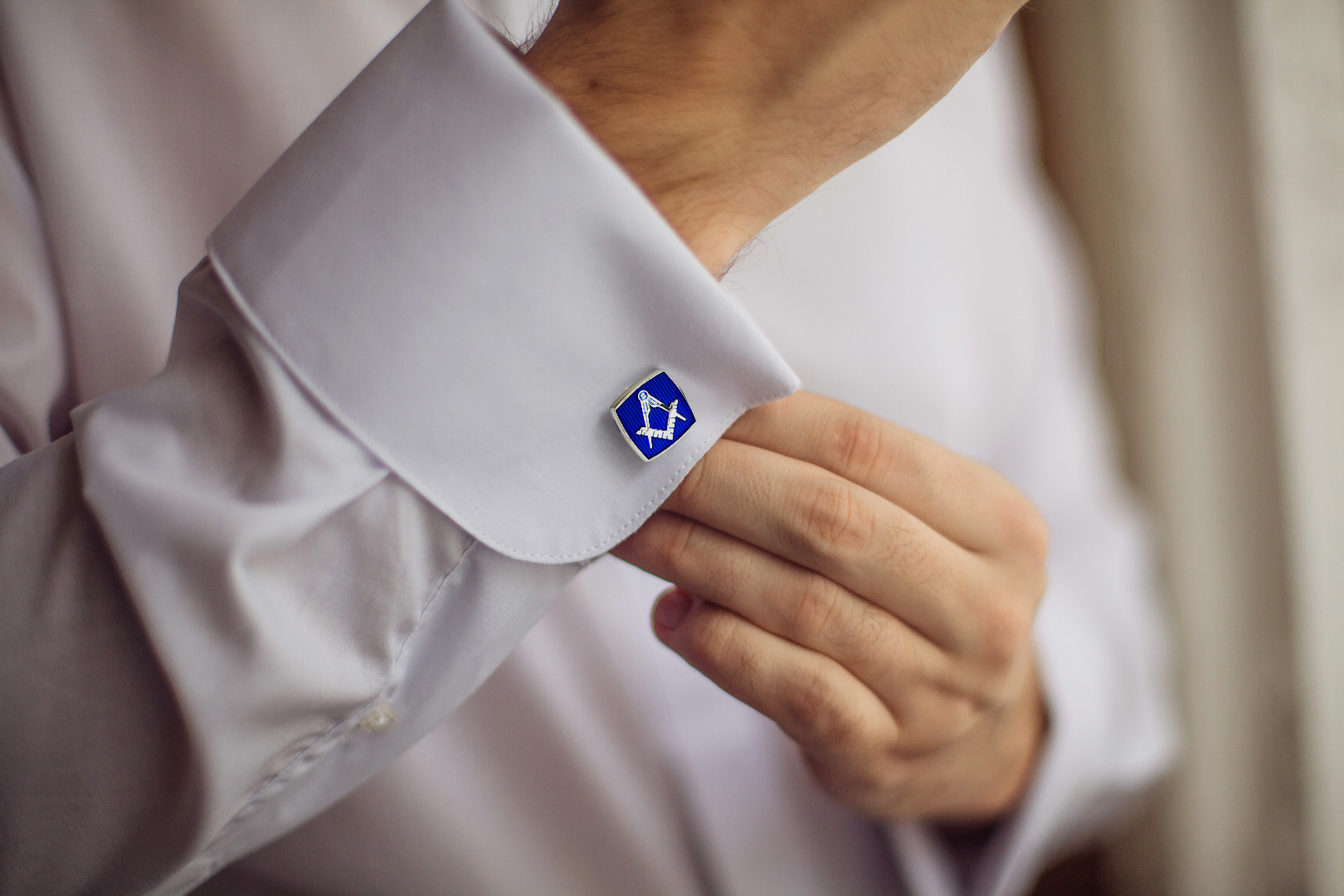 Blue Masonic 925 Silver Plated Cufflinks