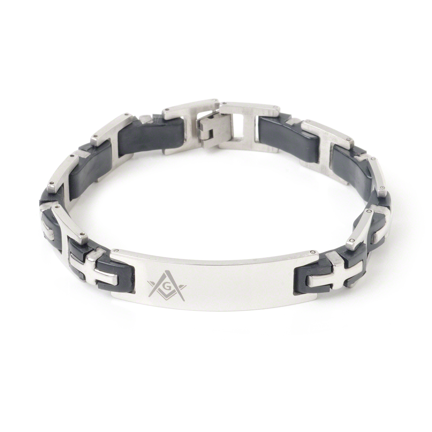 Mens Masonic Bracelet Silver & Black