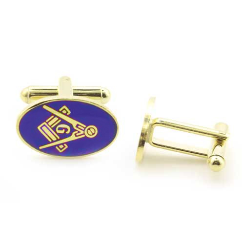 Gilt Metal and Blue Enamel Modern Craft Masonic Cufflinks