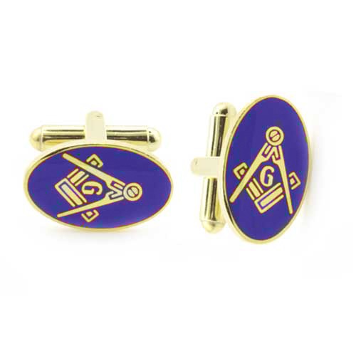 Gilt Metal and Blue Enamel Modern Craft Masonic Cufflinks