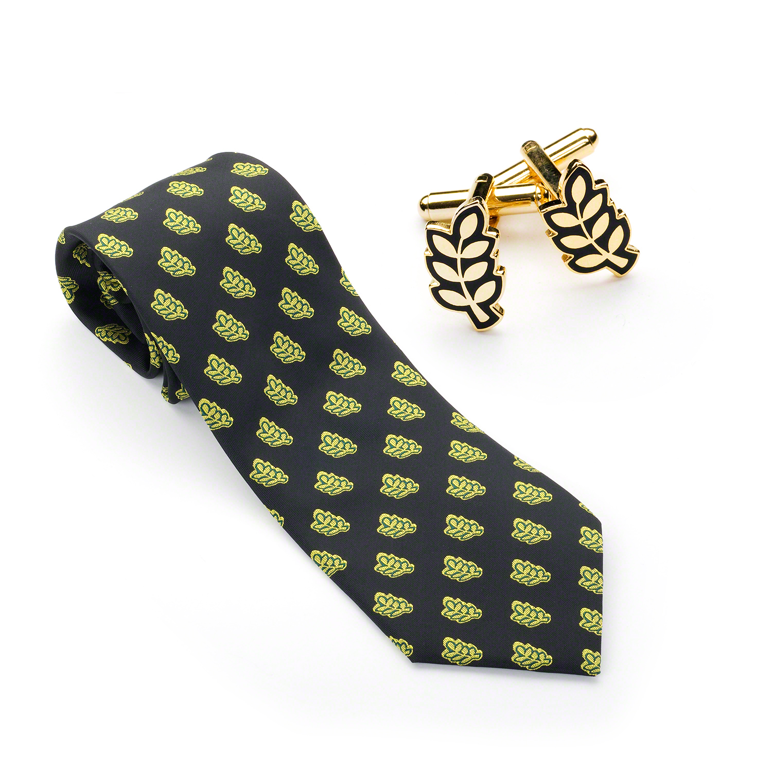 Acacia Leaf Tie & Matching Cufflinks