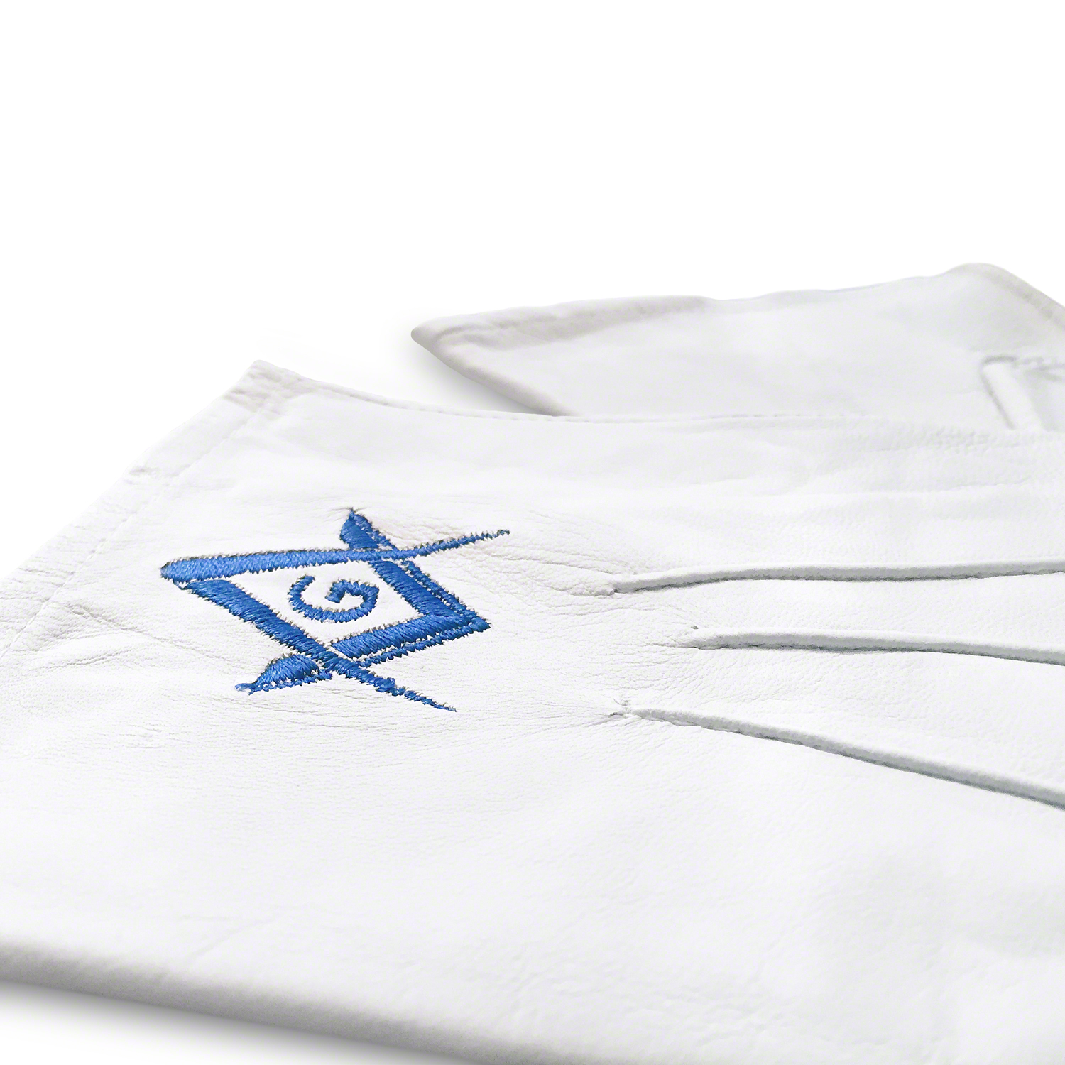 White 100% Soft Leather Masonic Gloves with Sq & Compass G