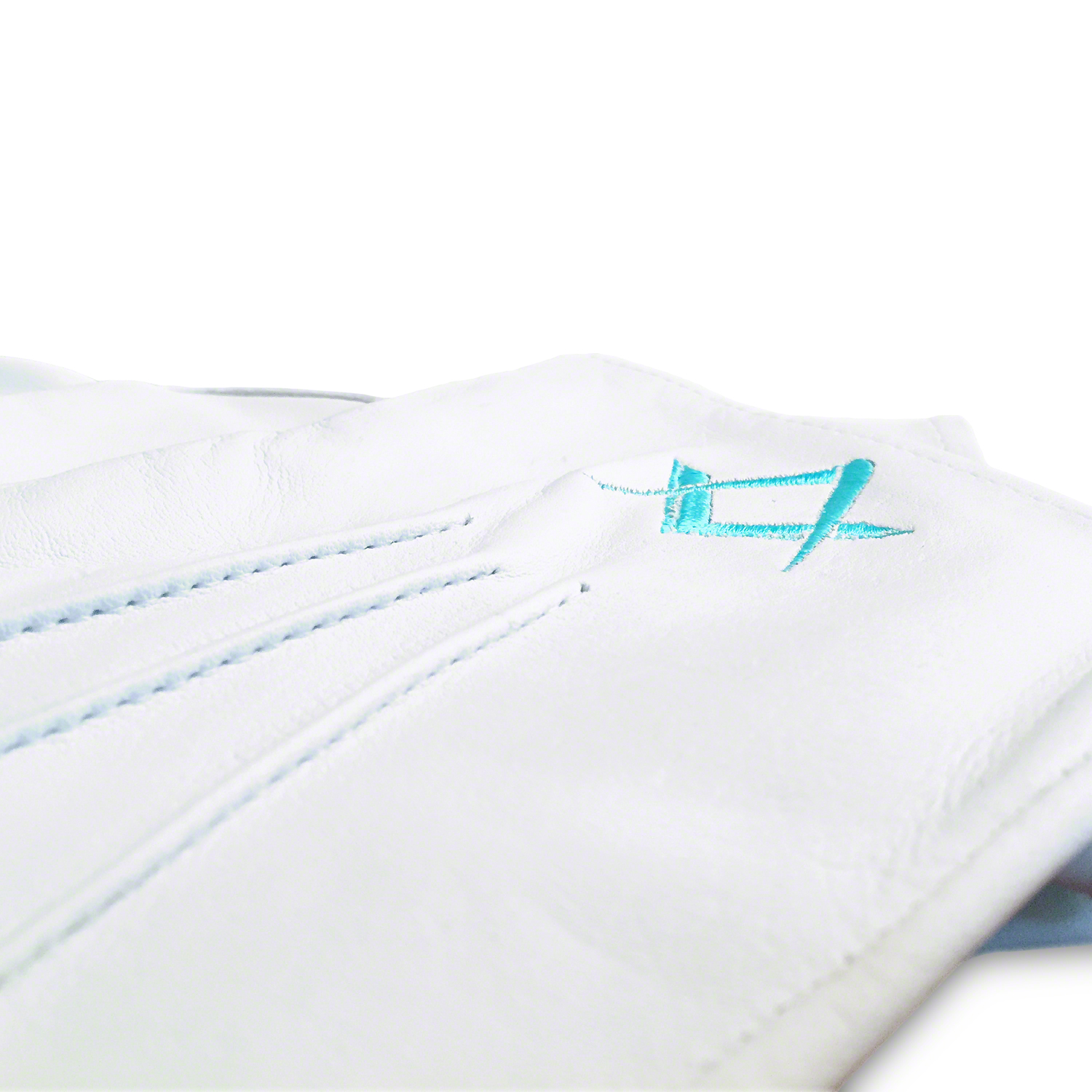 White 100% Soft Leather Masonic Gloves with Sq & Compass