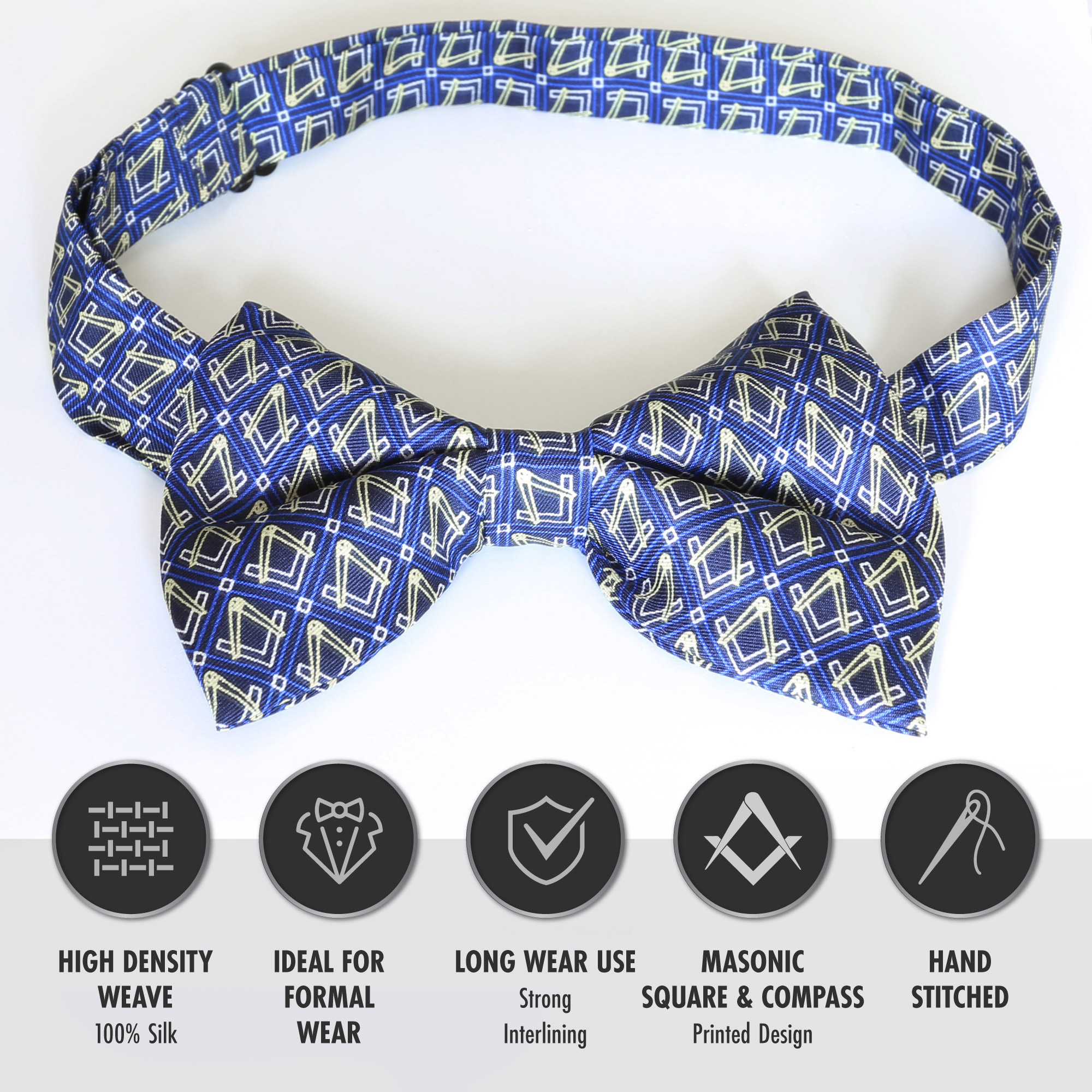 Masonic Craft 100% Silk Bow Tie