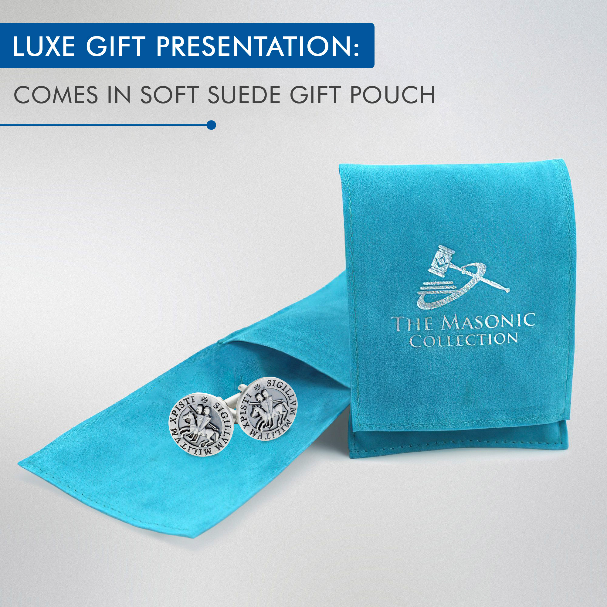 Knights Templar Silver Seal Masonic Cufflinks