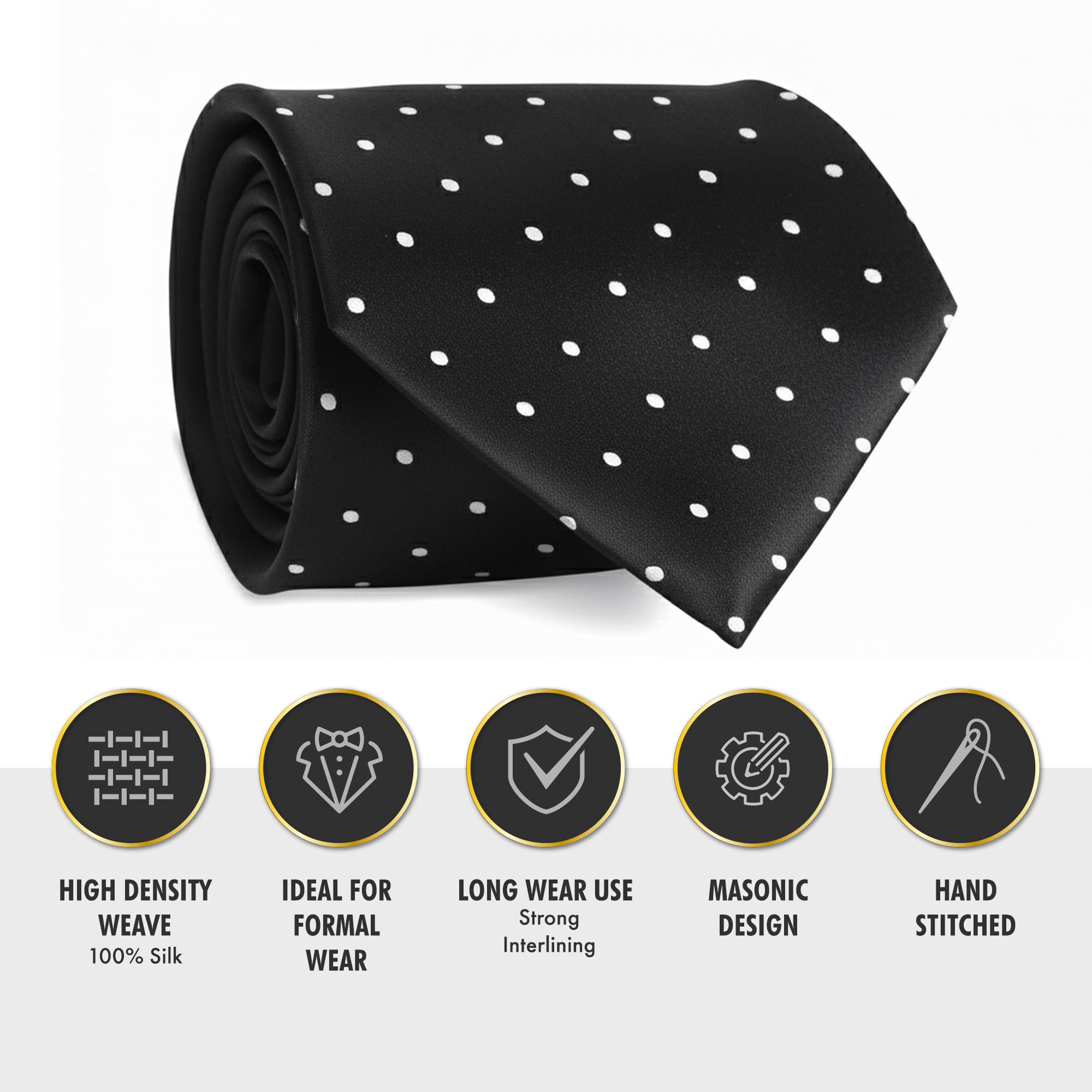 Rose Croix Tie with White Spots 100% Silk