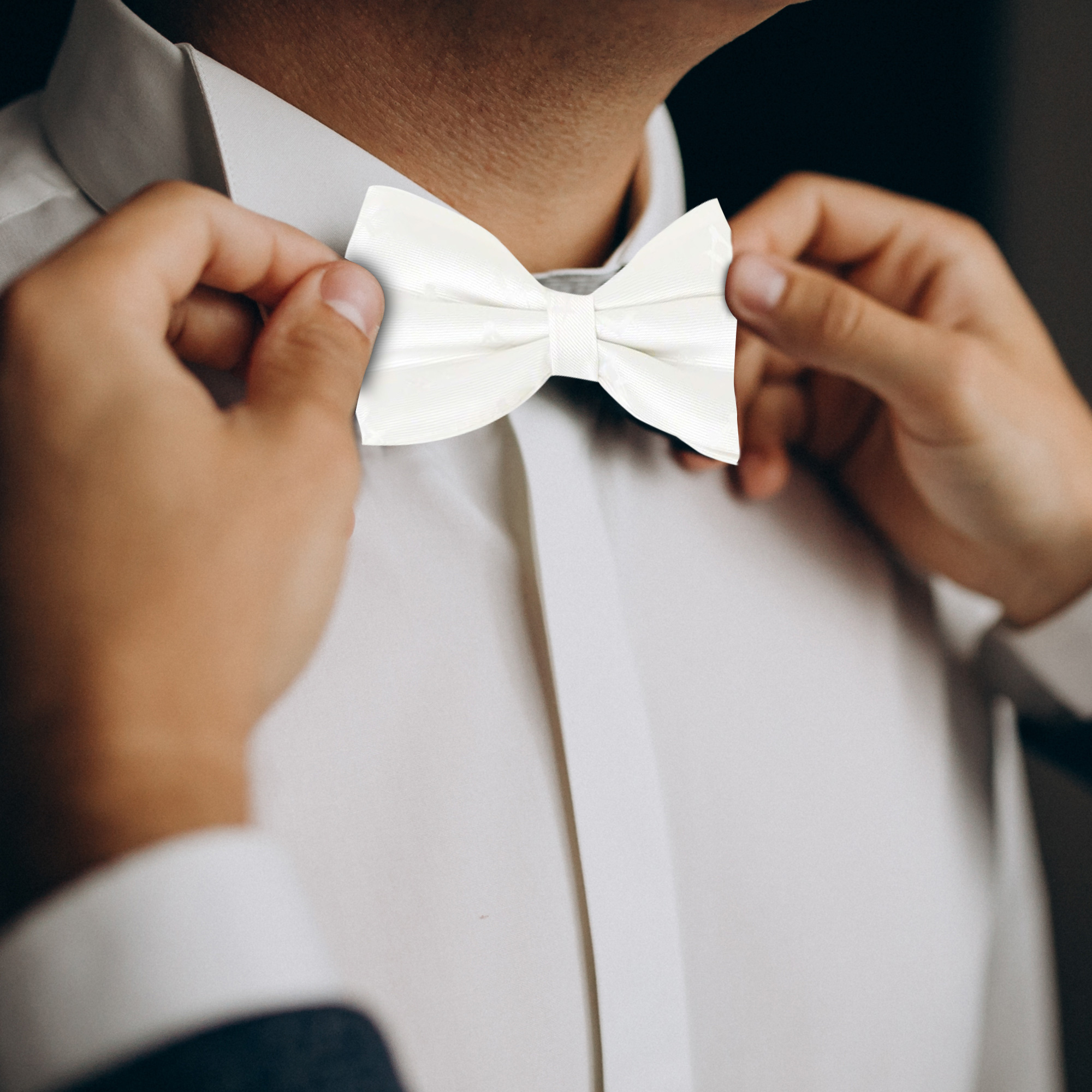 White 100% Silk Woven Masonic Bow Tie