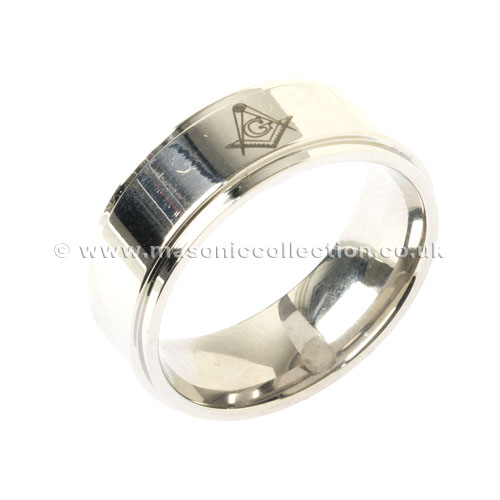 Silver Plated Band Masonic Ring